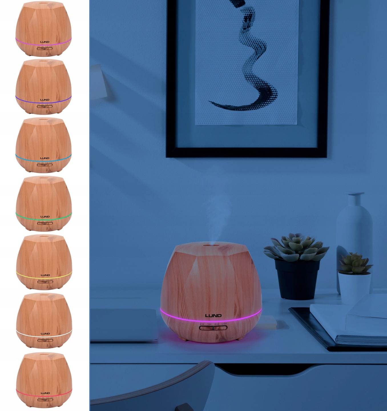 LUND DYFUZOR ZAPACHOWY NAWILŻACZ AROMATERAPIA 500ml LED + PILOT 66903