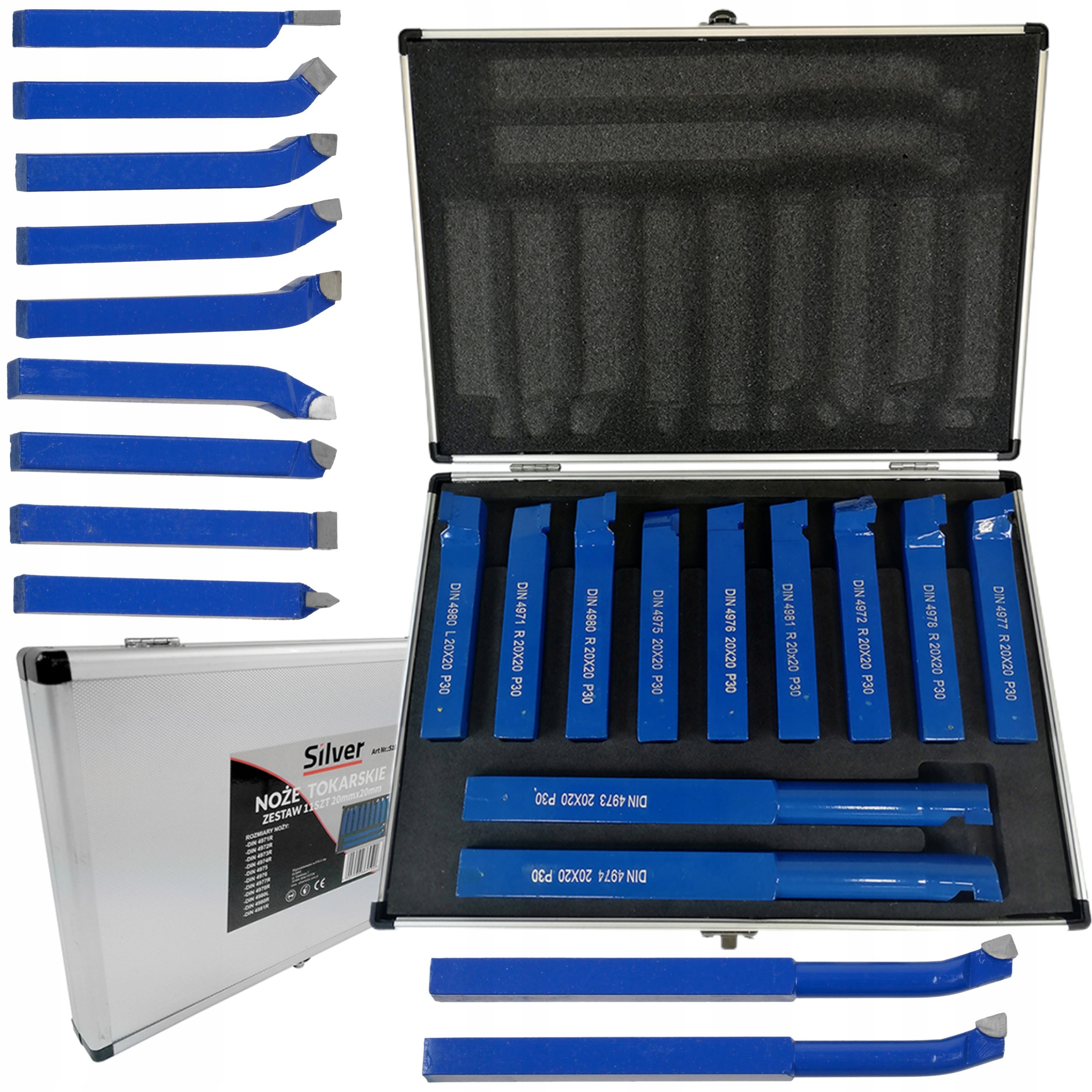 ZESTAW NOŻY TOKARSKICH SKŁADANYCH NÓŻ TOKARSKI 20 X 20 MM 11 SZTUK