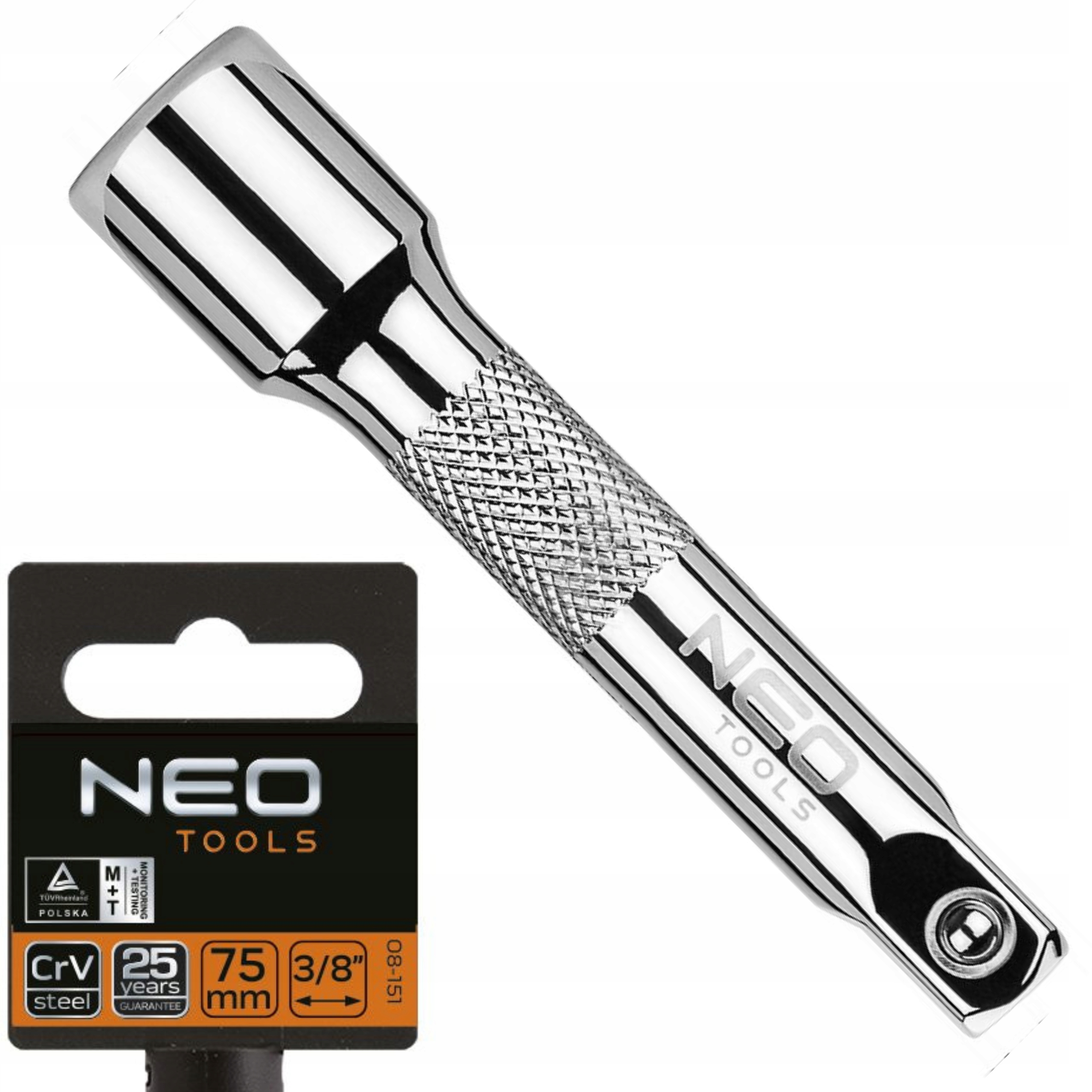 NEO KLUCZ NASADOWY PRZEDŁUŻKA PROSTA DO NASADEK 3/8 75 MM STAL CRV 08-151