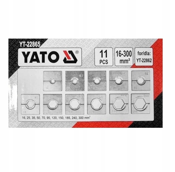 YATO MATRYCE WYMIENNE 16-300MM2 11 ELEM. DO PRASKI HYDRAULICZNEJ YT-22865