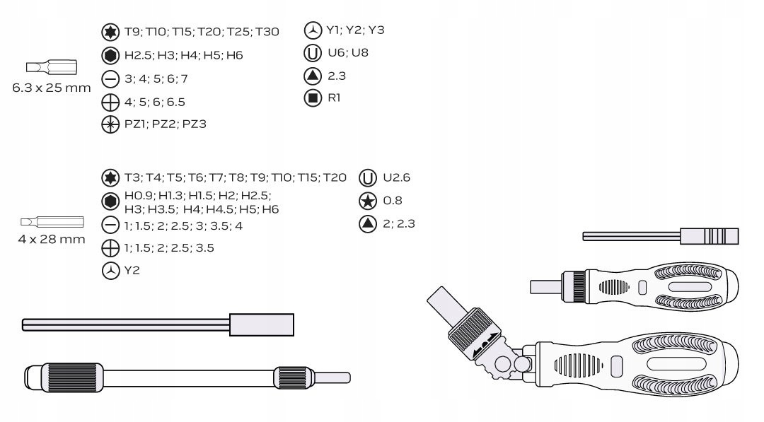 NEO 06-115 WKRĘTAKI PRECYZYJNE KOŃCÓWKI Z UCHWYTEM TORX ZESTAW 73 elem.