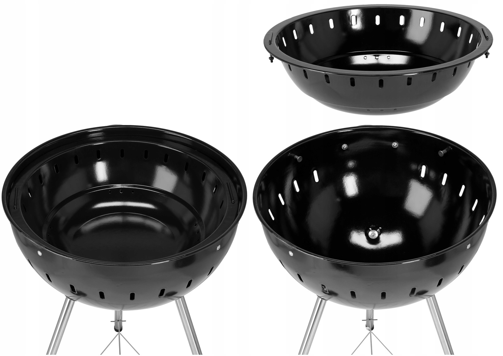 GRILL OGRODOWY WĘGLOWY OKRĄGŁY Z POKRYWĄ RUSZT XXL KÓŁKA POKRYWA 54CM 20300