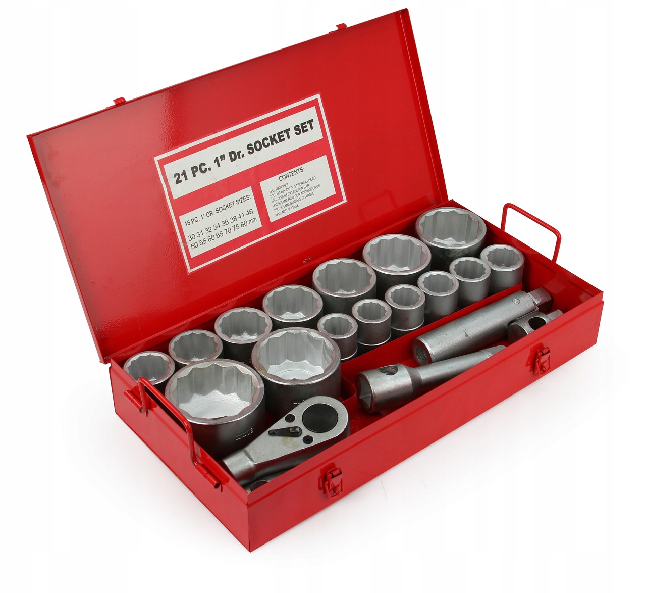 ZESTAW KLUCZY NASADOWYCH 21PCS, ELEMENTÓW, 1"30-80MM CRV Z WALIZKĄ