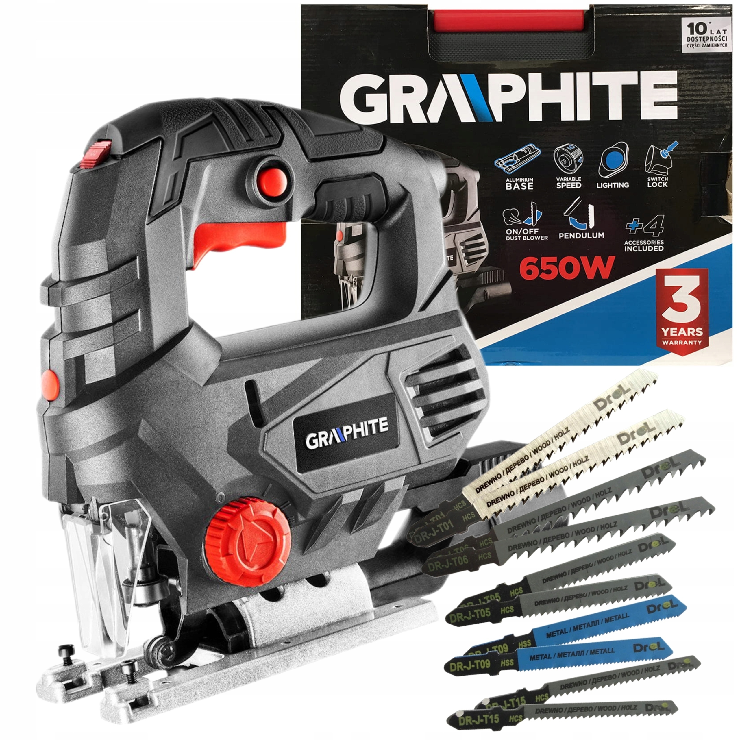 GRAPHITE WYRZYNARKA 650W ILOŚĆ SUWÓW 0-3100 OBR WALIZKA 58G067 +BRZESZCZOTY