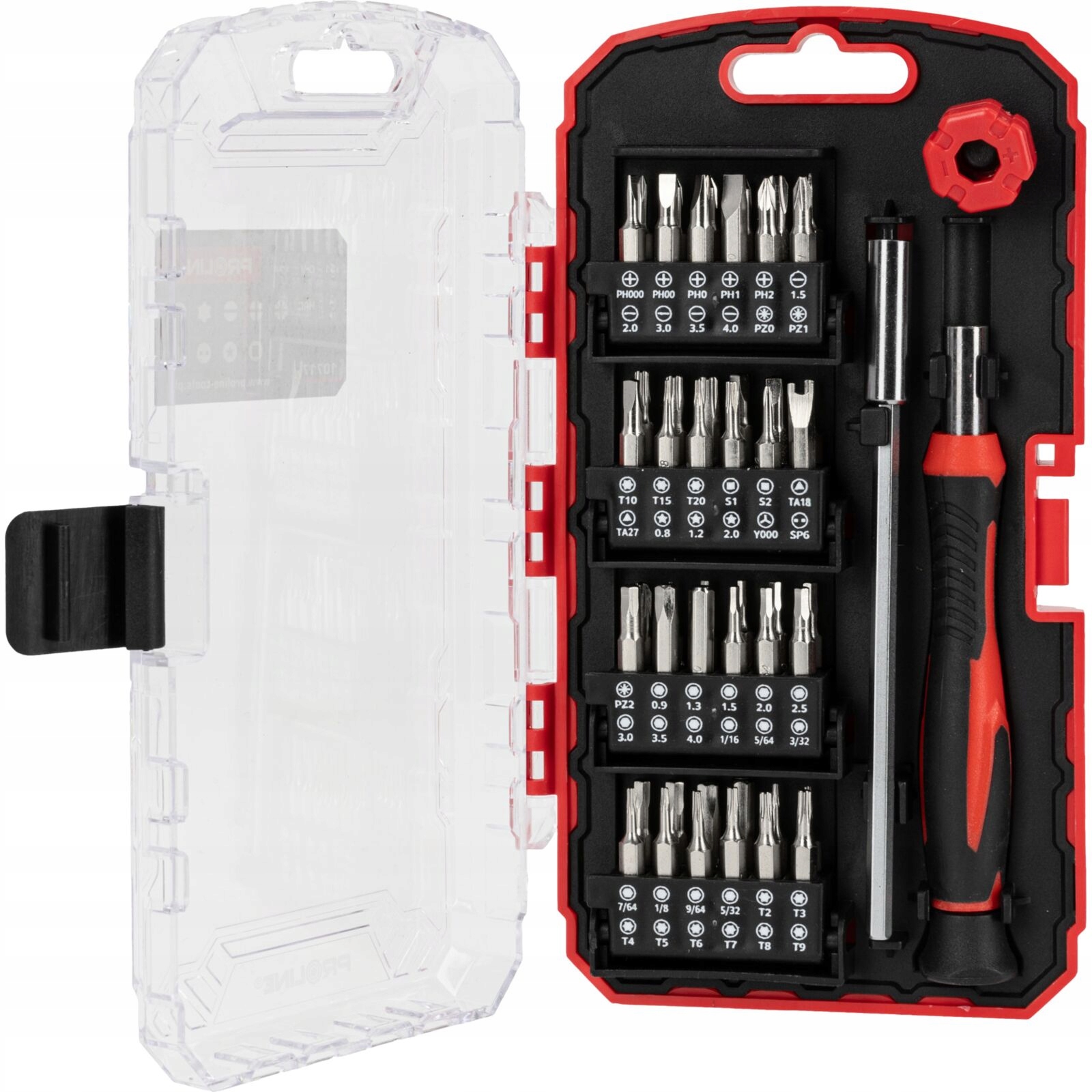 ZESTAW KOŃCÓWEK PRECYZYJNYCH Z UCHWYTEM 51 SZTUK WALIZKA PROLINE 10717