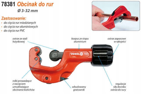 VOREL OBCINAK DO RUR MIEDZIANYCH ALUMINIOWYCH PLASTIKOWYCH 3 - 32 mm 78381