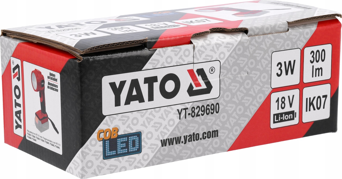YATO RĘCZNA LEKKA LATARKA AKUMULATOROWA 18V 300LM BODY KORPUS YT-829690