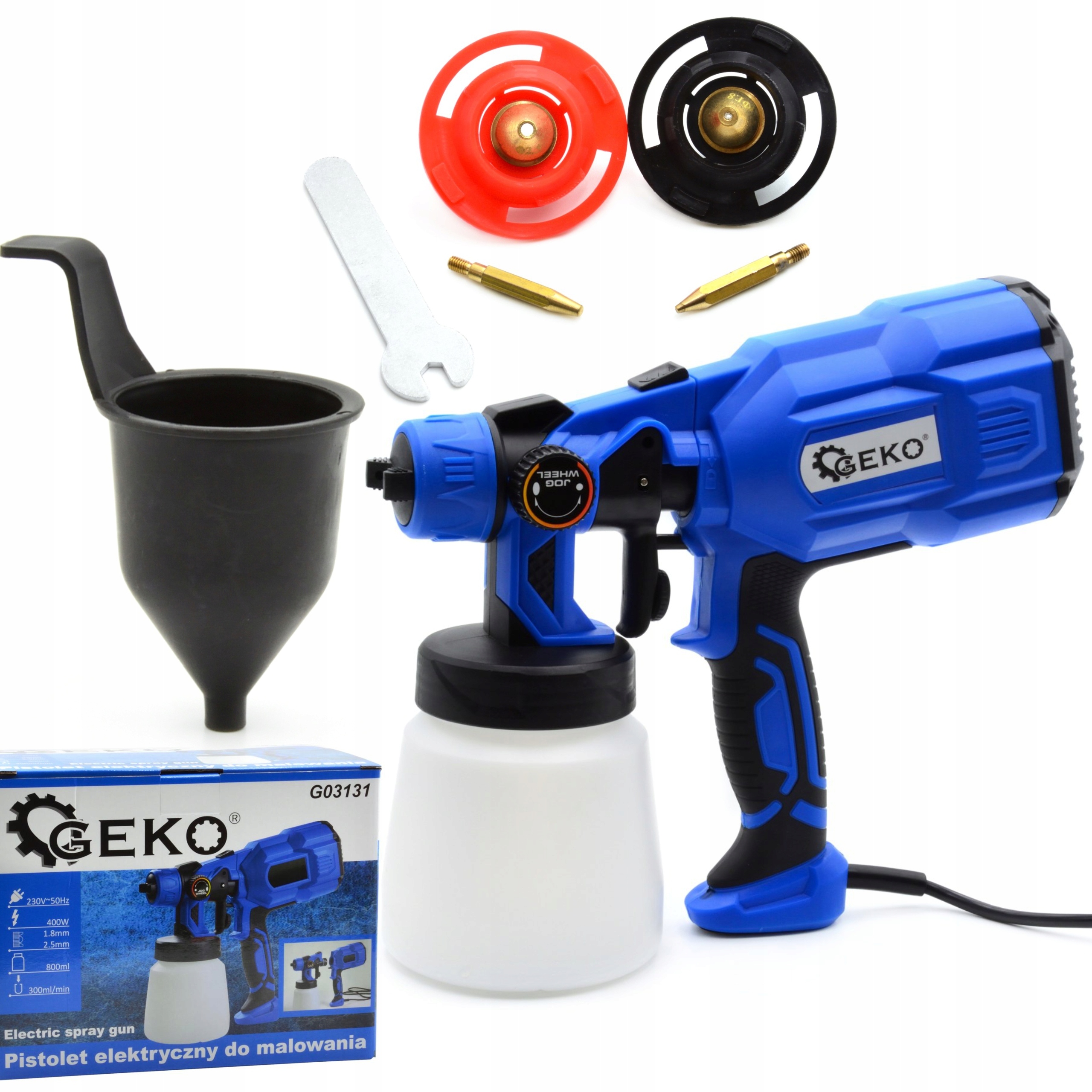 AGREGAT 400W ELEKTRYCZNY PISTOLET NATRYSKOWY MALARSKI 1,8 I 2,5MM + NASADKI