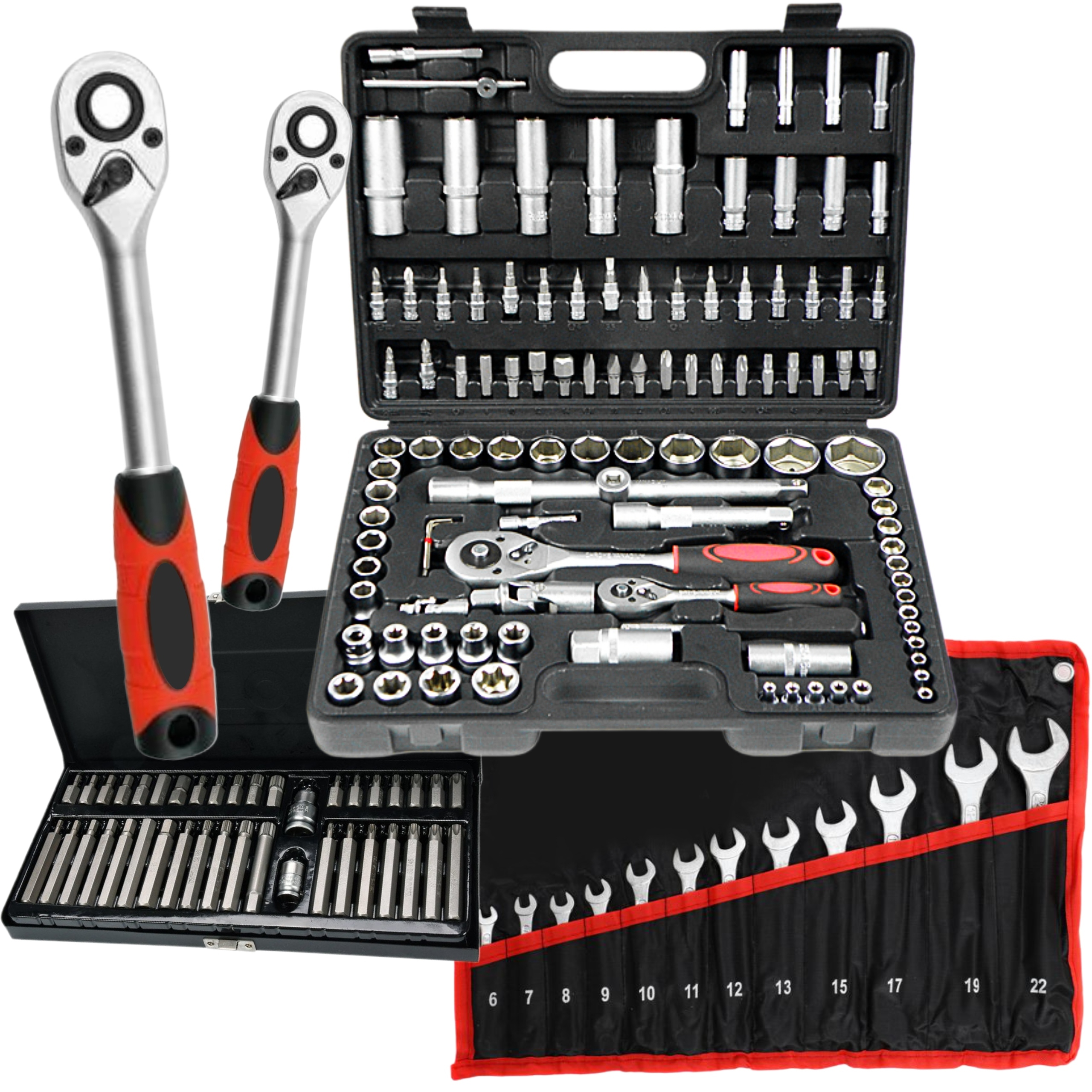 ZESTAW KLUCZY NASADOWYCH KLUCZE NASADOWE 160+ YATO TORX BITY +PŁ-OCZ 6-22mm