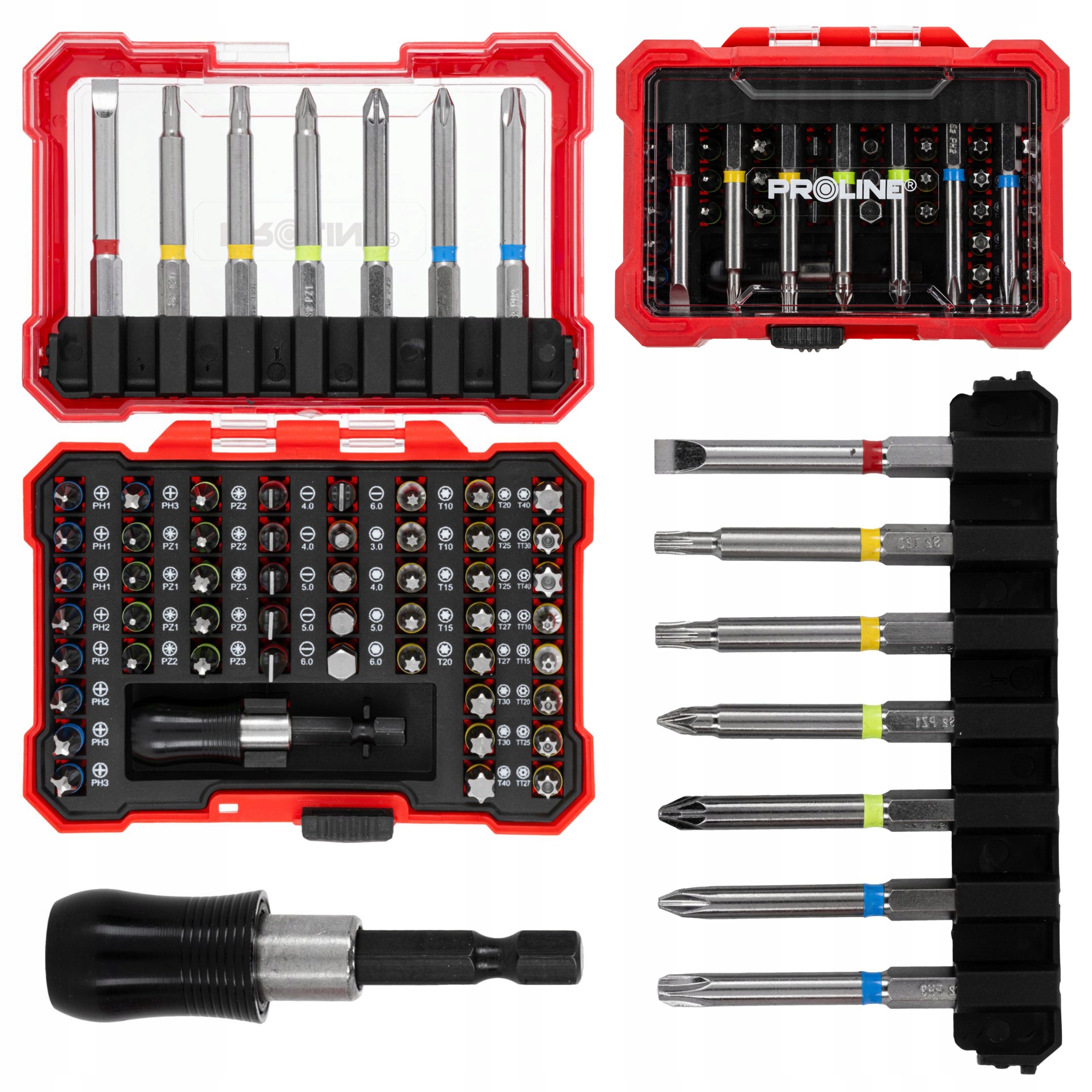 PROLINE ZESTAW KOŃCÓWEK Z UCHWYTEM 57 SZTUK WALIZKA SKRZYNKA 10720