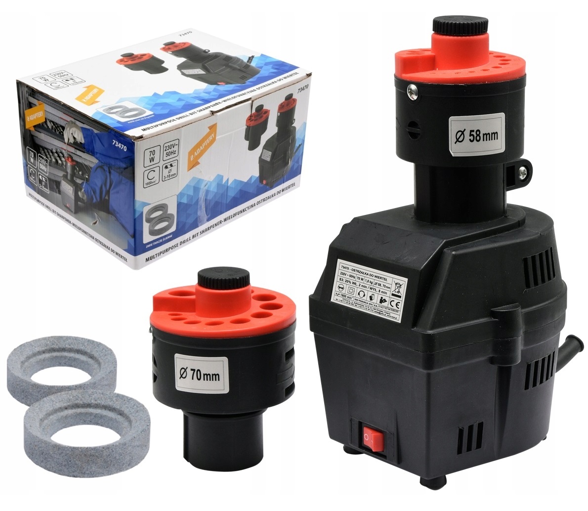 TOYA OSTRZAŁKA DO WIERTEŁ 3-16mm 70W ADAPTER + 2x KAMIEŃ PRZYSTAWKI 73470
