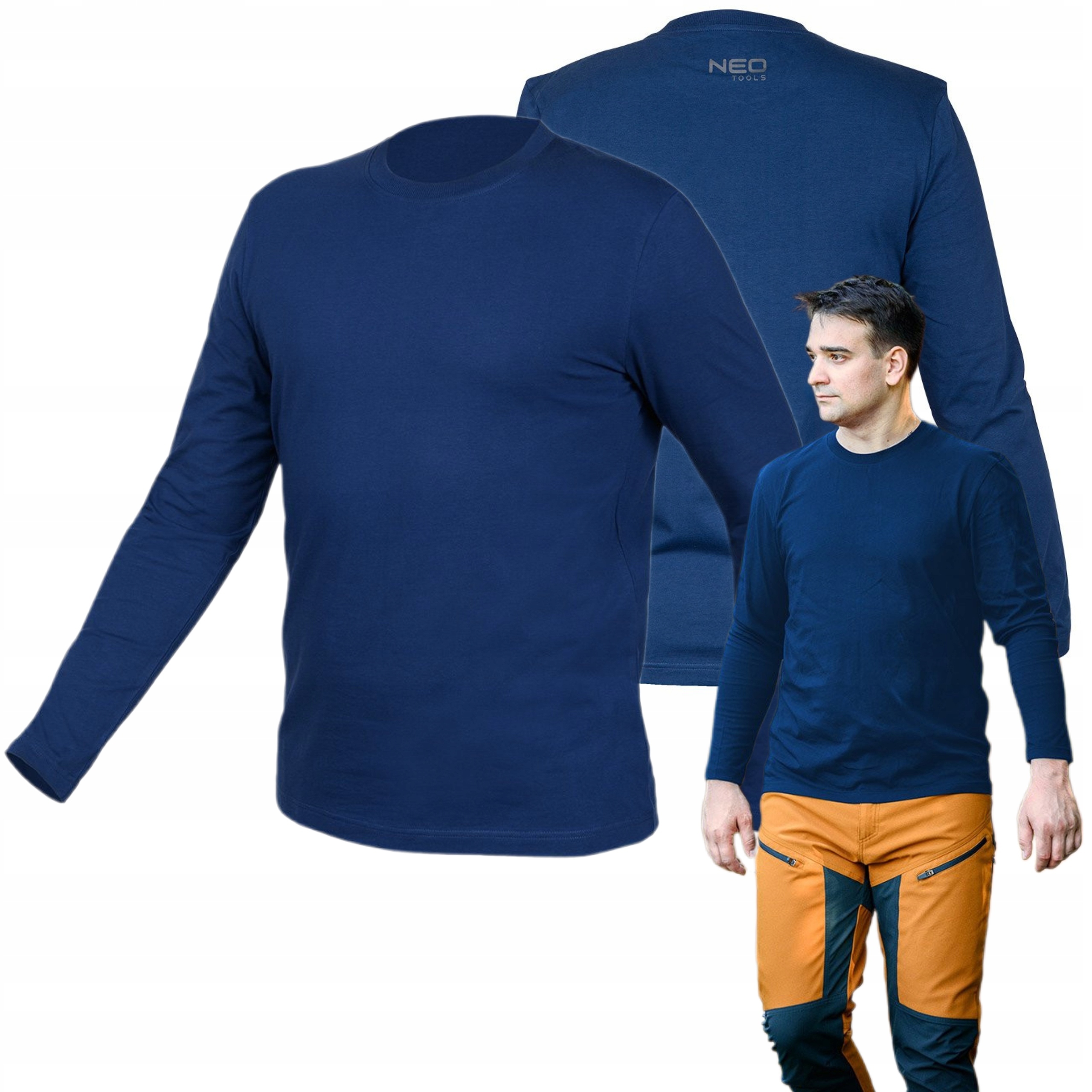 NEO KOSZULKA DŁUGI RĘKAW GRANATOWA BAWEŁNA Longsleeve CE 81-692 ROZMIAR XL