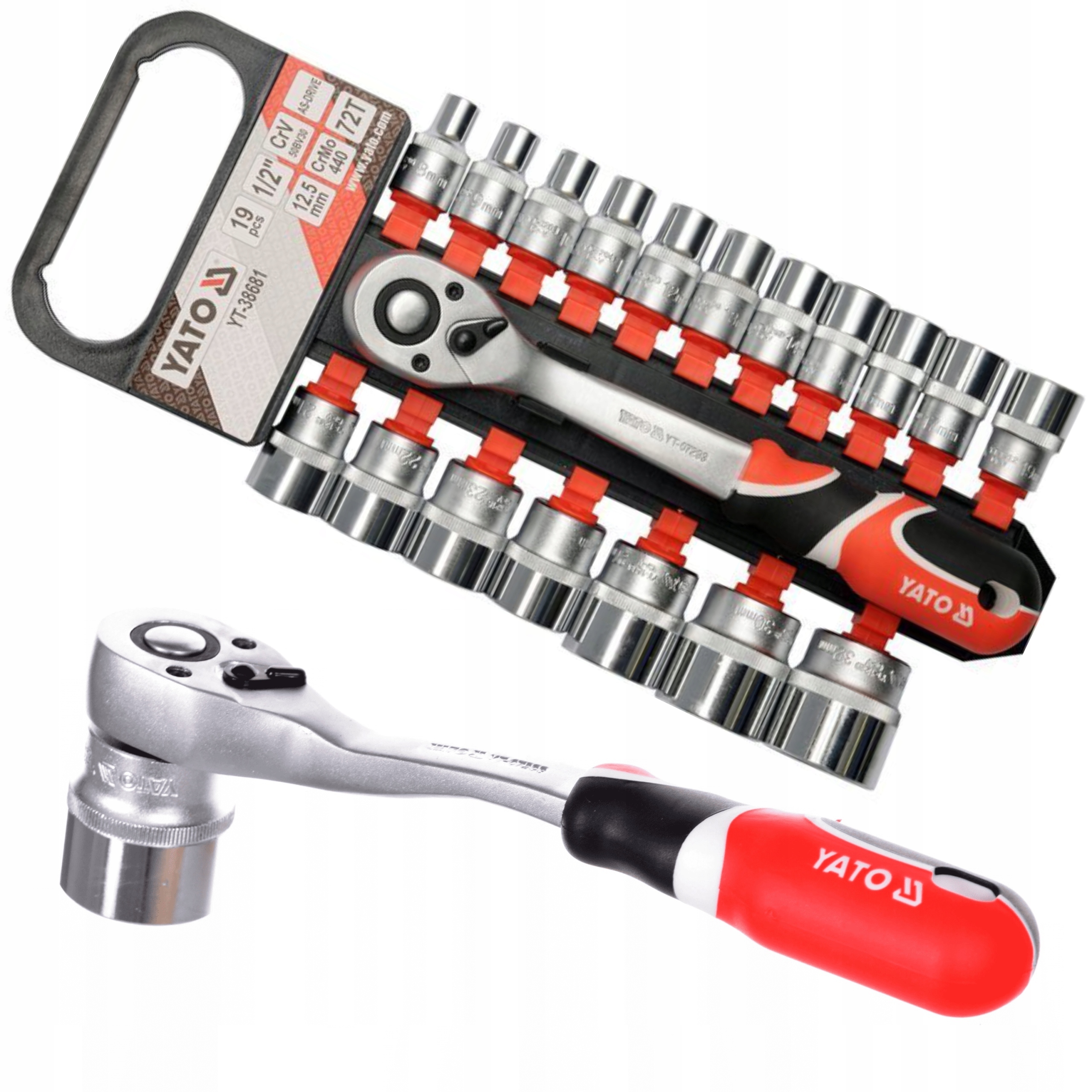 YATO ZESTAW KLUCZY NASADOWYCH grzechotka 19szt 1/2