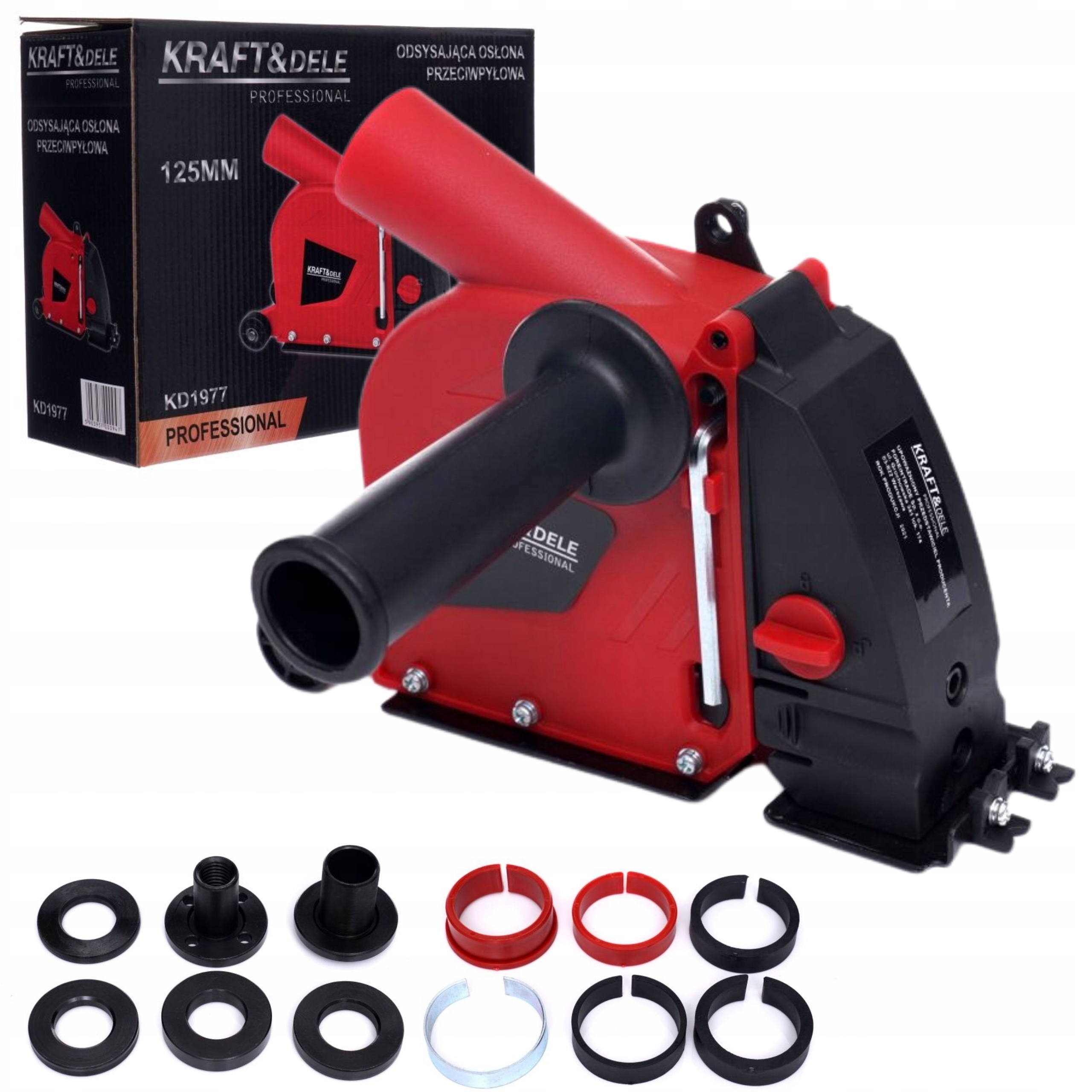 OSŁONA PRZECIWPYŁOWA SZLIFIERKI BRUZDOWNICA 125mm ADAPTERY KLUCZ ODSYSAJĄCA