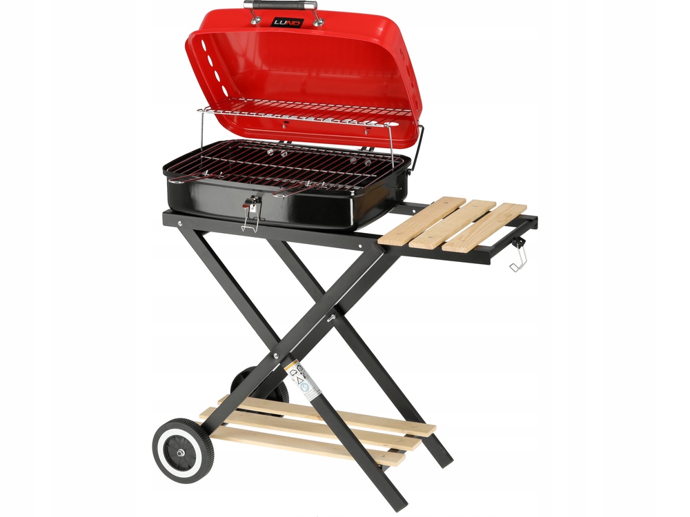 LUND GRILL WĘGLOWY OGDRODOWY SKŁADANY PRZENOŚNY 45x33,5cm CHROMOWANY RUSZT