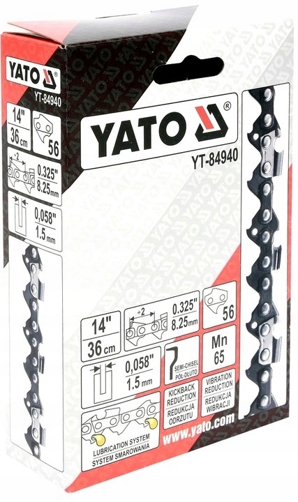 YATO ŁAŃCUCH TNĄCY DO PIŁ 14" 3/8" 1,3MM ZĘBY TNĄCE TYPU PÓŁDŁUTO YT-84940
