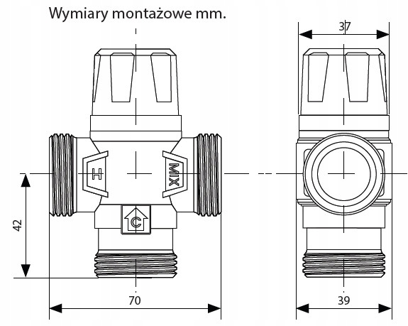 IBO MIX T 25-20/43 Z ZAWÓR MIESZAJĄCY TERMOSTATYCZNY ZAWORY