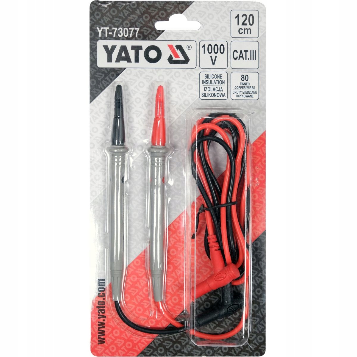 YATO SONDY POMIAROWE 120CM DO MIERNIKÓW CYFROWYCH OSTRE KOŃCÓWKI YT-73077