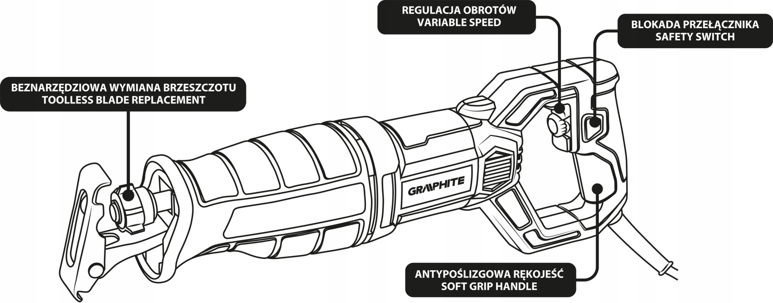 GRAPHITE PIŁA SZABLASTA PILARKA LISICA WYRZYNARKA 710W REGULACJA 58G961
