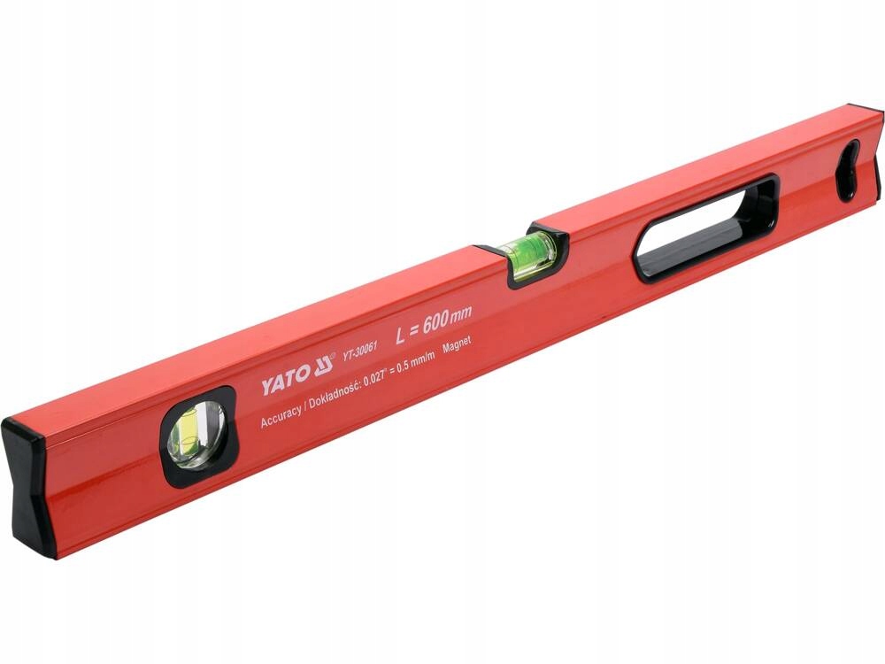 YATO POZIOMNICA ALUMINIOWA MAGNETYCZNA 600MM 2 LIBELLE 1 UCHWYT YT-30061