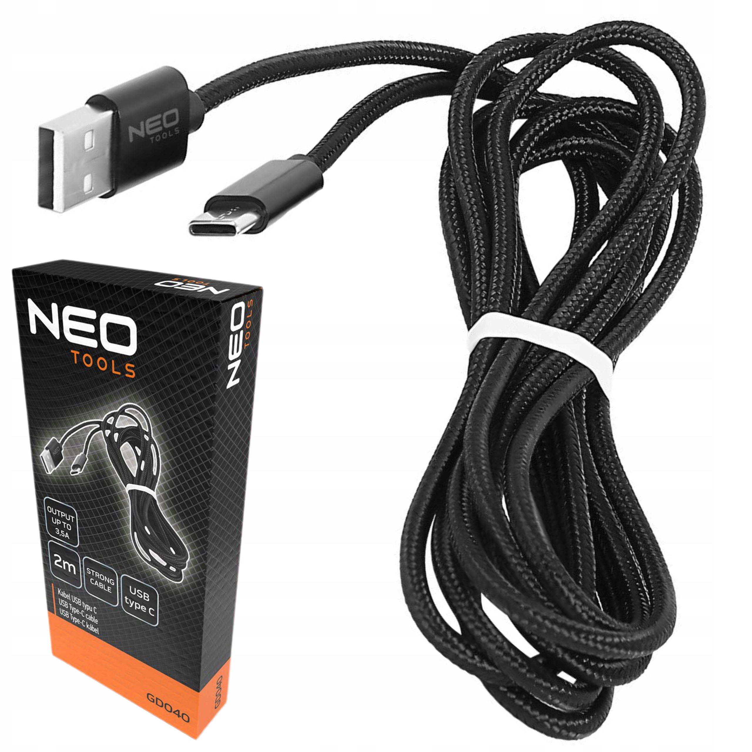 NEO KABEL PRZEWÓD ZASILAJĄCY USB-A USB-C 2M 3,5A DO TELEFONU SMARTPHONE
