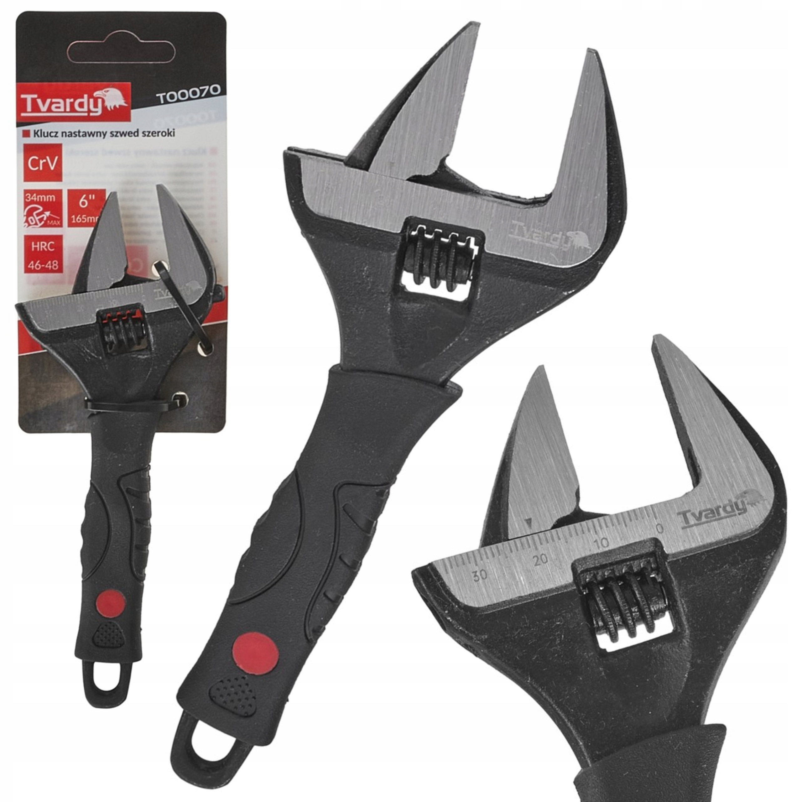 TVARDY KLUCZ NASTAWNY SZWEDZKI SZWED SZEROKI 6" 34MM ZE STALI CRV T00070