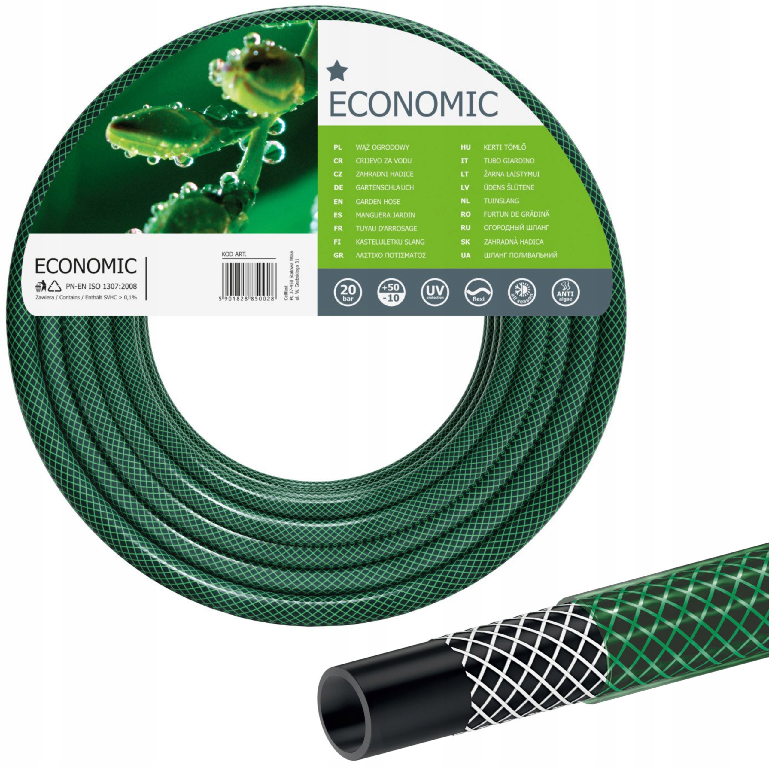 CELLFAST WĄŻ OGRODOWY ECONOMIC 3-WARSTW 1/2" 20M