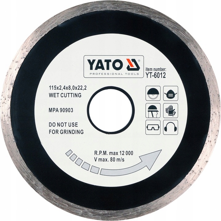 YATO TARCZA DIAMENTOWA SEGMENT CIĄGŁY DO CIĘCIA PŁYTEK 115x22.2mm YT-6012