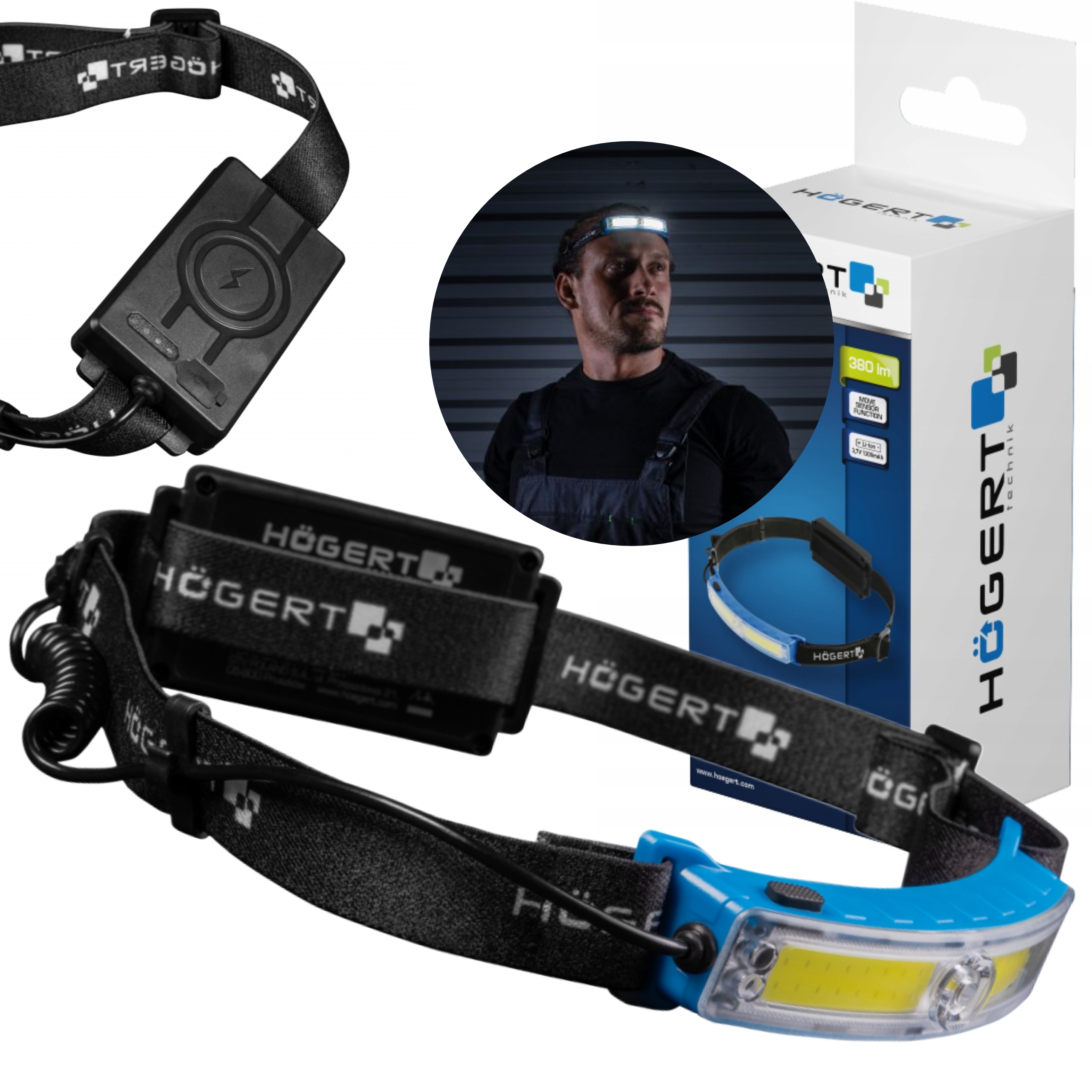 HOGERT LAMPA CZOŁOWA COB XPG USB-C AKUMULATOR LI-ION 6 TRYBÓW HT1E428