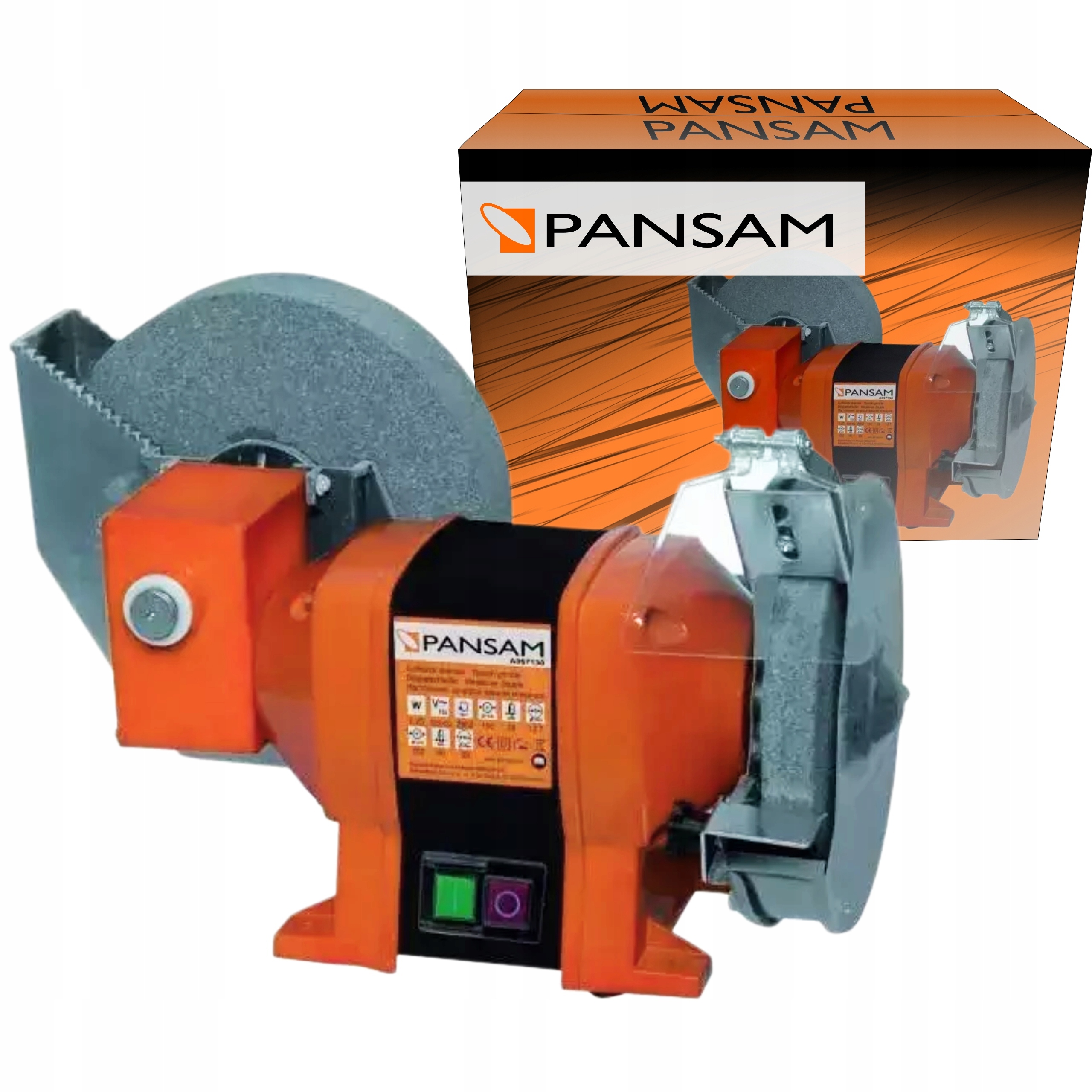 PANSAM SZLIFIERKA STOŁOWA DWUTARCZOWA 250W 150x20MM 200x20MM NA SUCHO/MOKRO