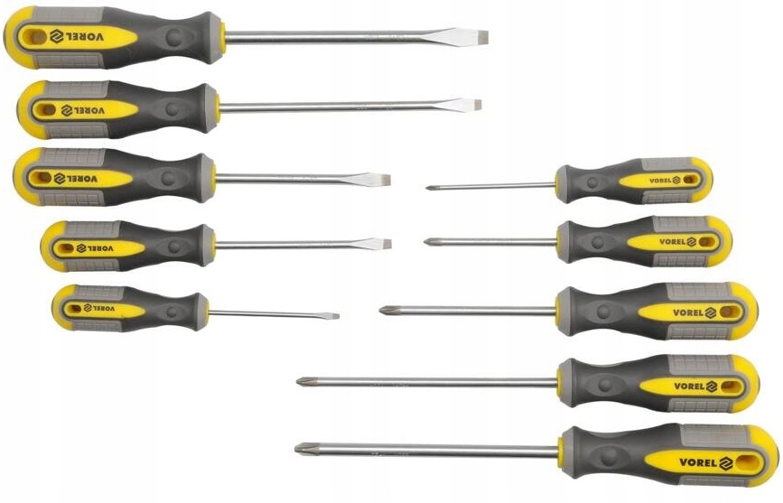 VOREL ZESTAW WKRĘTAKÓW KOMPLET WKRĘTAKI PŁASKIE KRZYŻAKOWE 10SZTUK 60970