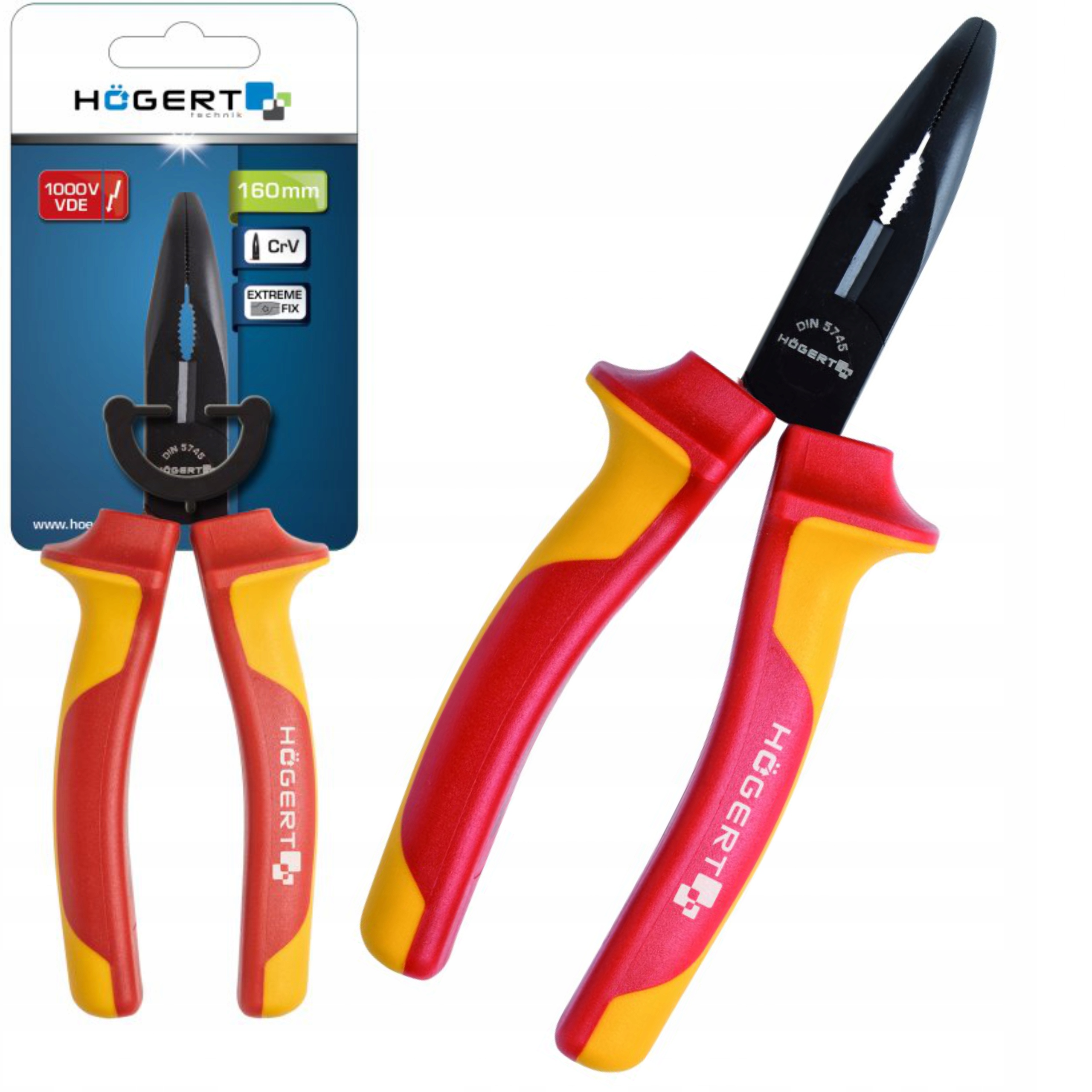 HOEGERT SZCZYPCE WYDŁUŻONE WYGIĘTE 160MM 1000V VDE HT1P919