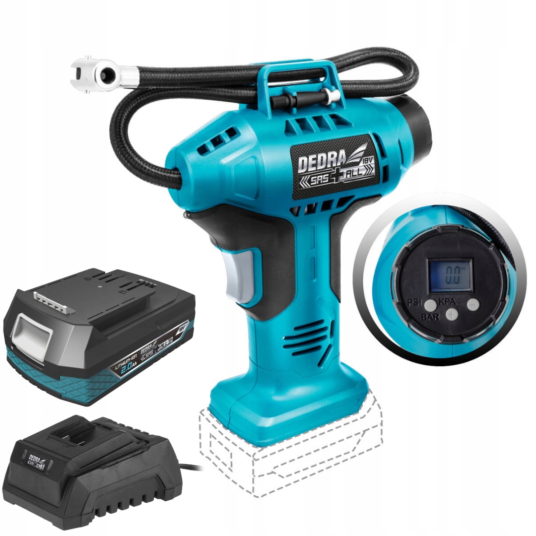 DEDRA KOMPRESOR PISTOLETOWY 18V LCD DED7078LCD 2Ah