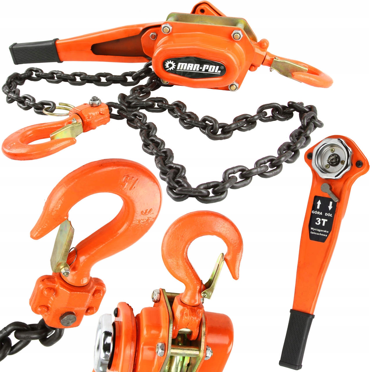 MAR-POL WCIĄGARKA ŁAŃCUCHOWA Z GRZECHOTKĄ 3000KG 3T KIFOR RUKCUG M80750