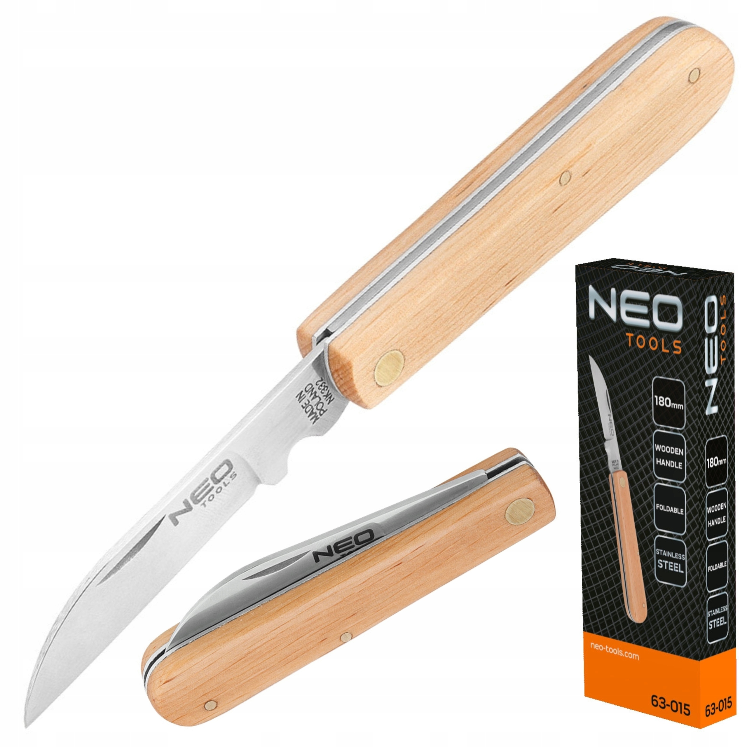 NEONÓŻ MONTERSKI SCYZORYK DREWNIANE OKŁADKI