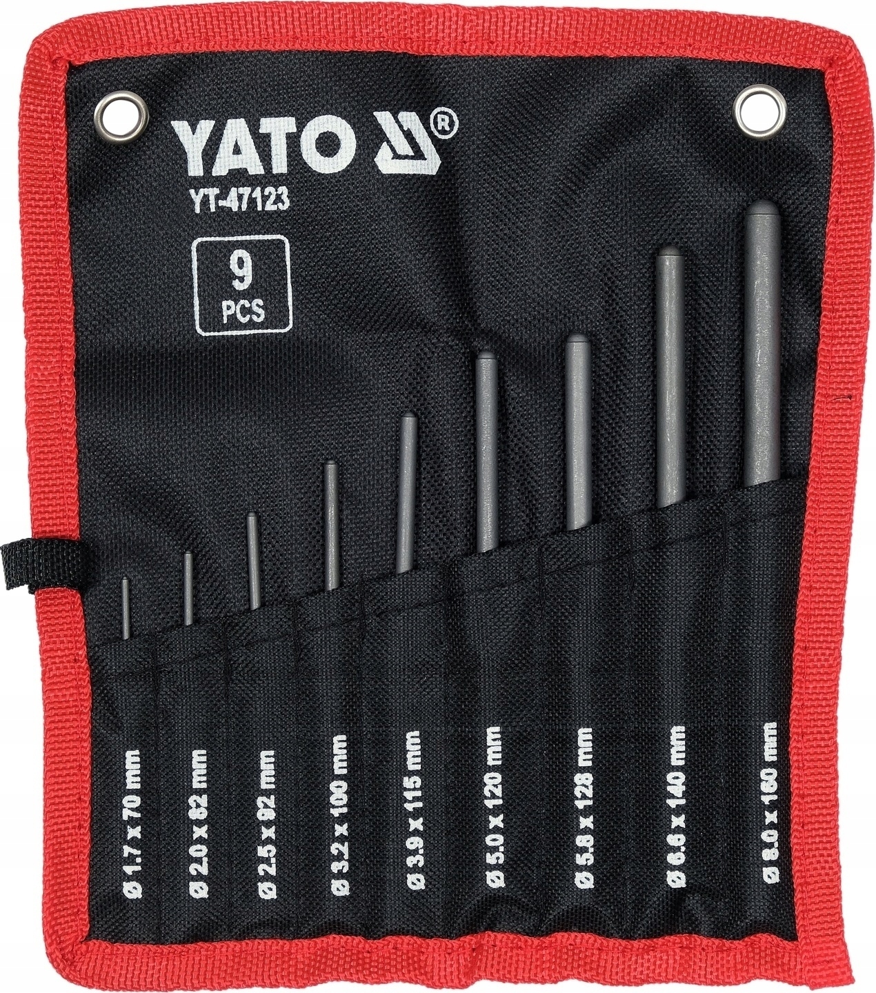 YATO WYBIJAKI RÓWNOLEGŁE KULISTE CrV ZESTAW WYBIJAKÓW 9 SZT. YT-47123