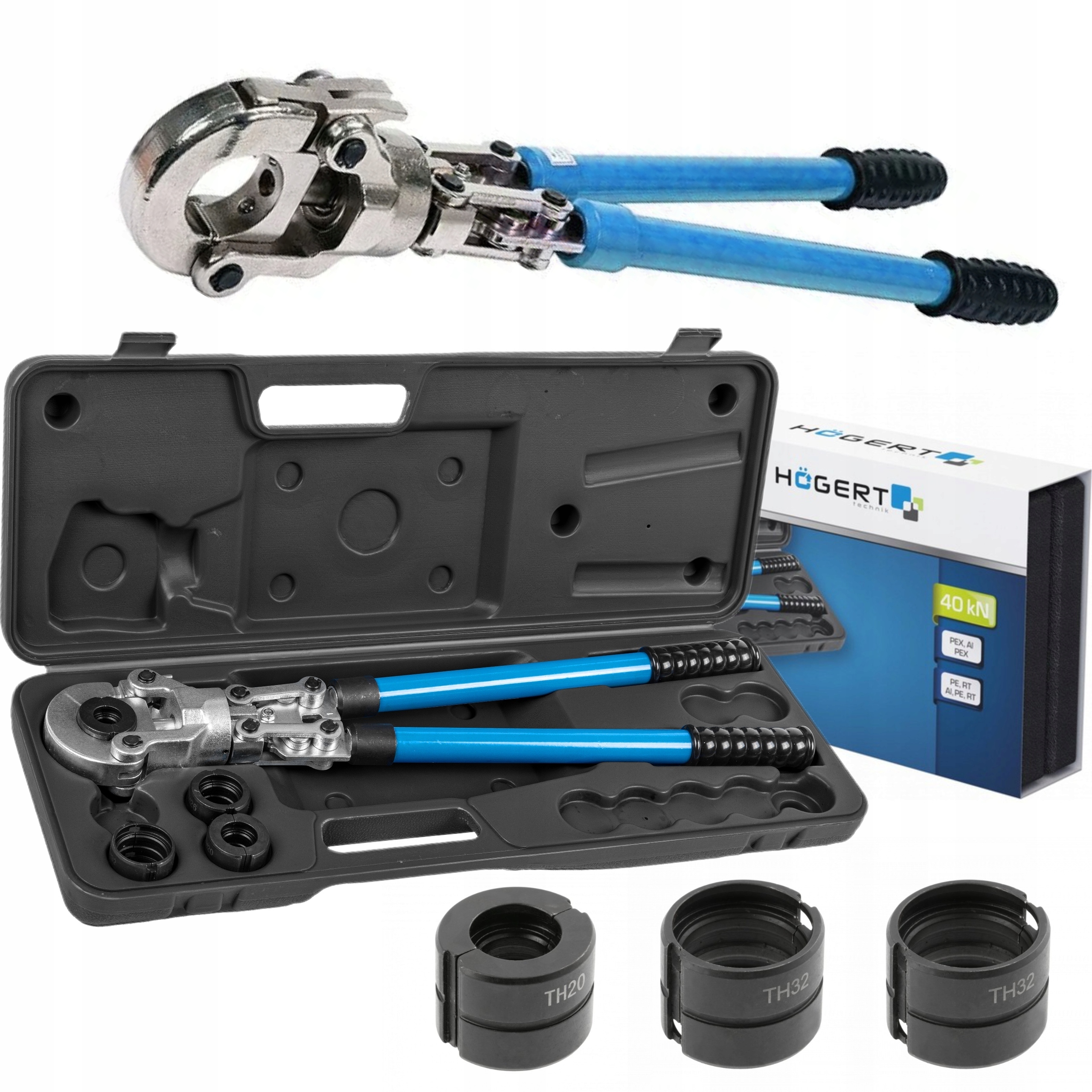 HOGERT PRASKA PRASA ZACISKARKA ZŁĄCZEK RUR PEX-AL-PEX WALIZKA MATRYCE