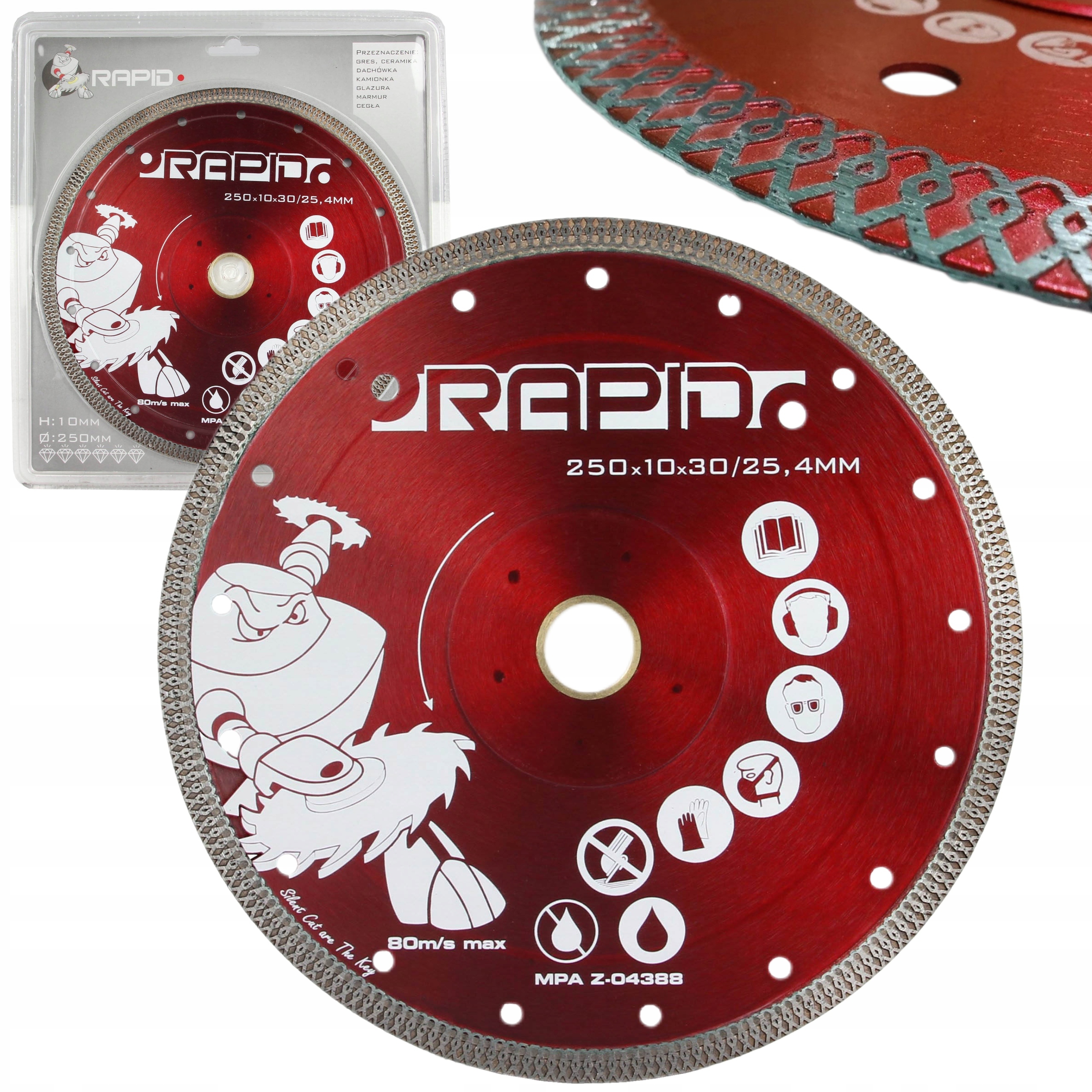 TARCZA DIAMENTOWA 250x10x30/25,4 MM RAPID SILENT CUT RED M08711