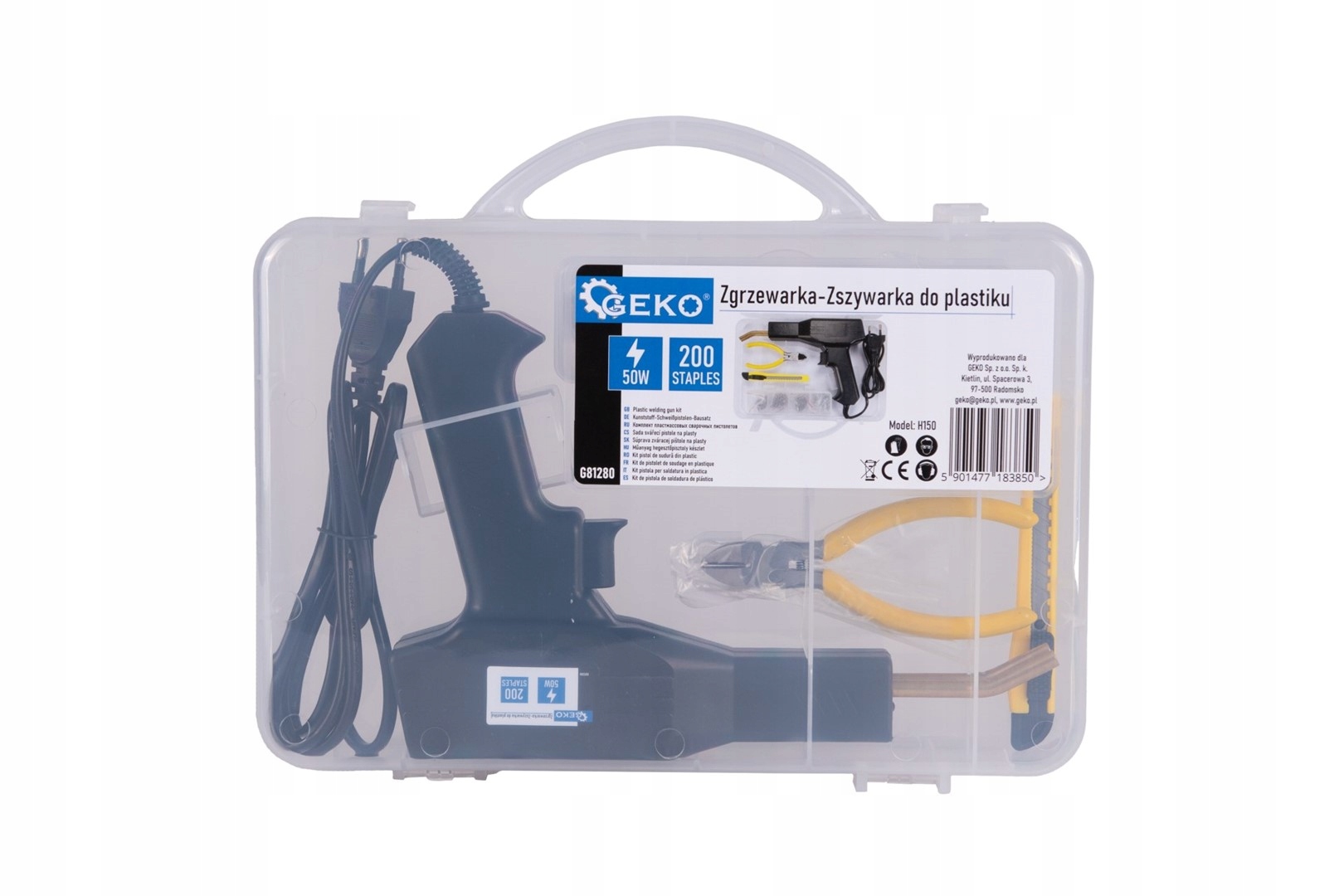 GEKO ZGRZEWARKA-ZSZYWARKA DO PLASTIKU 50W 200 ZSZYWEK WALIZKA +OSP G81280