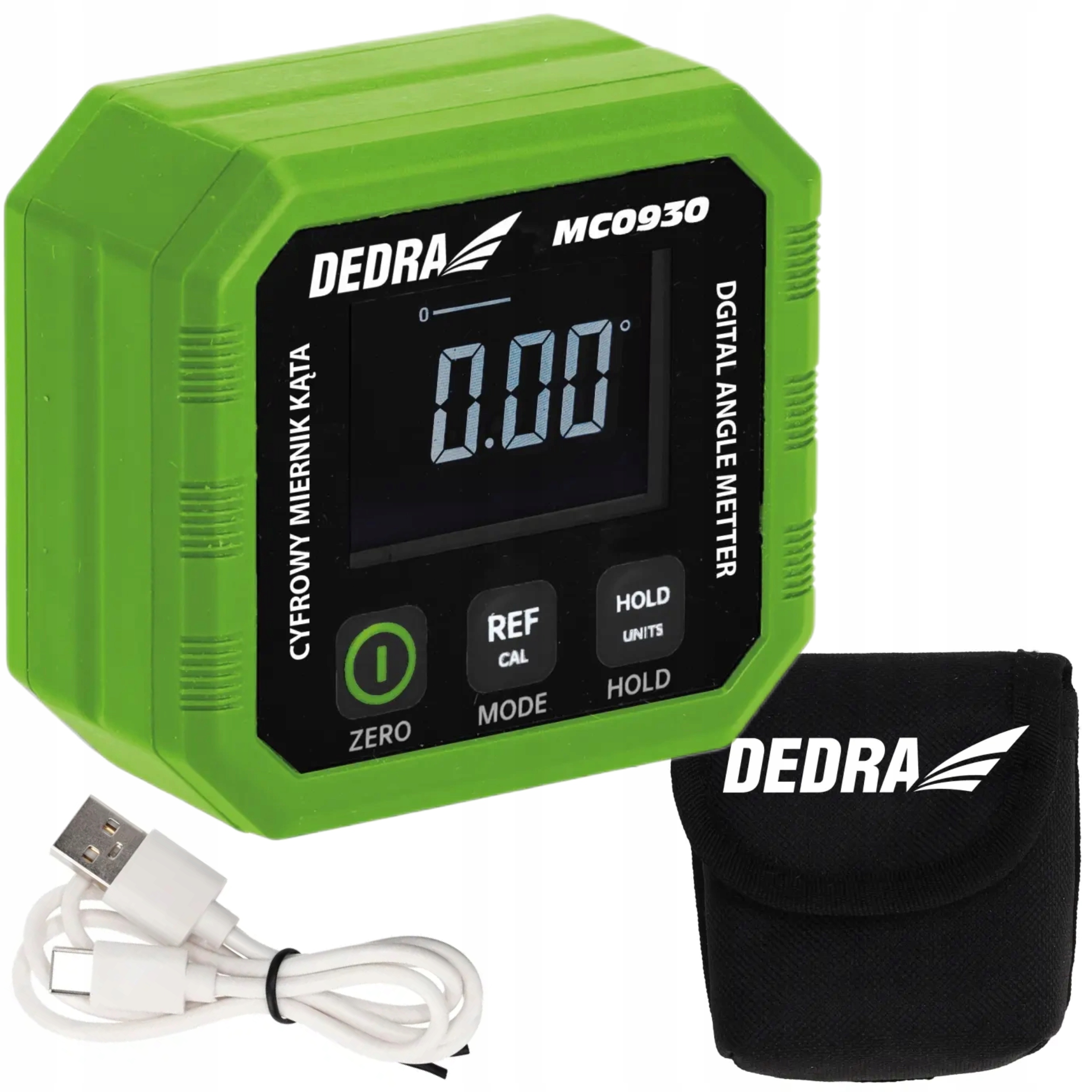 DEDRA CYFROWY MIERNIK KĄTA KĄTOMIERZ CYFROWY 3.7V 4x90 STOPNI MC0930