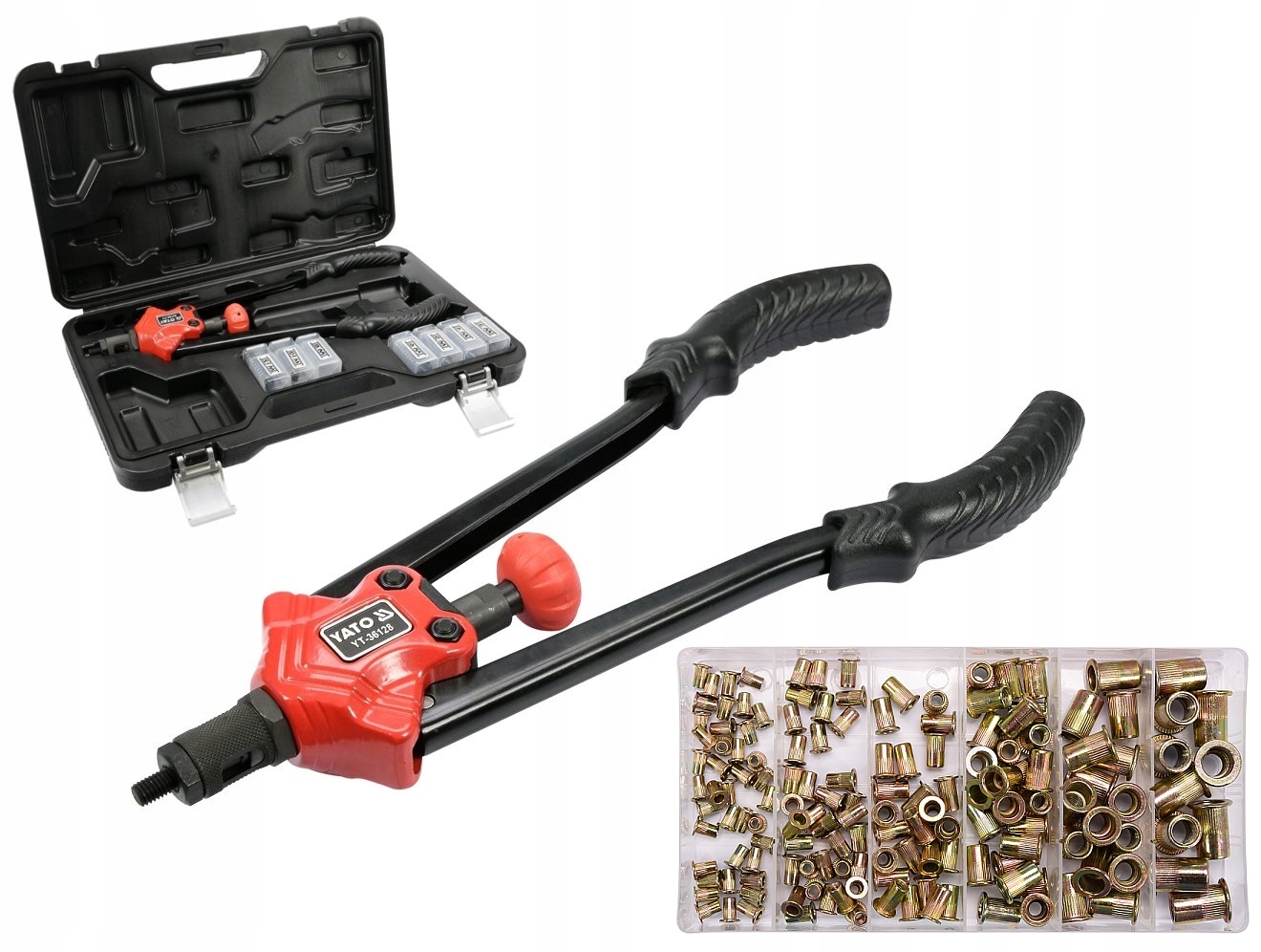 YATO ZESTAW KOMPLET NITOWNICA RĘCZNA +NITONAKRĘTKI M3-M12 150 SZT. YT-36128