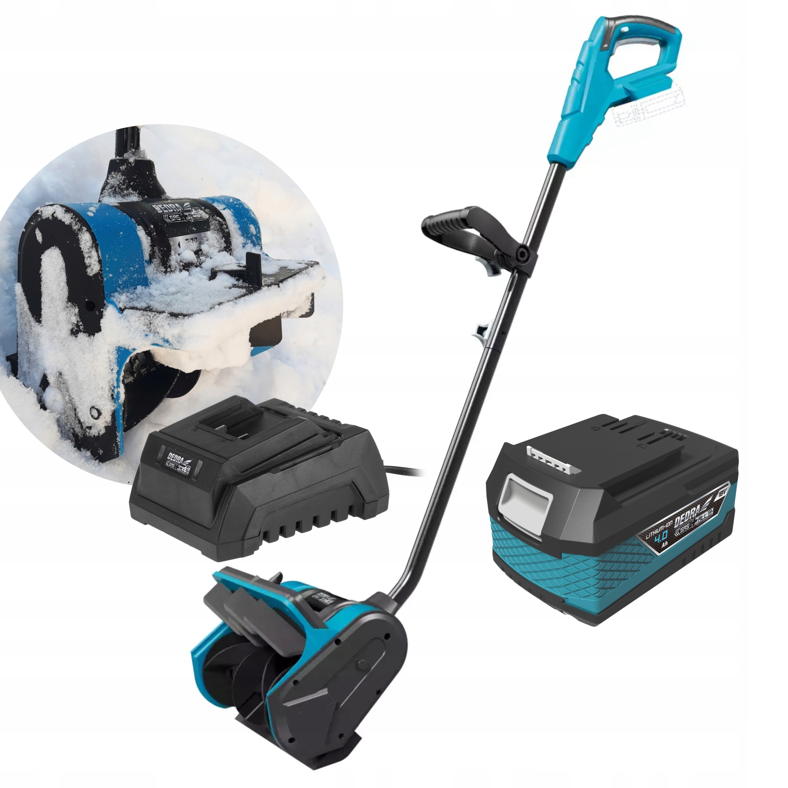 DEDRA ODŚNIEŻARKA 18V 30 CM SAS+ALL + 4Ah AKUMULATOR ŁADOWARKA DED6983