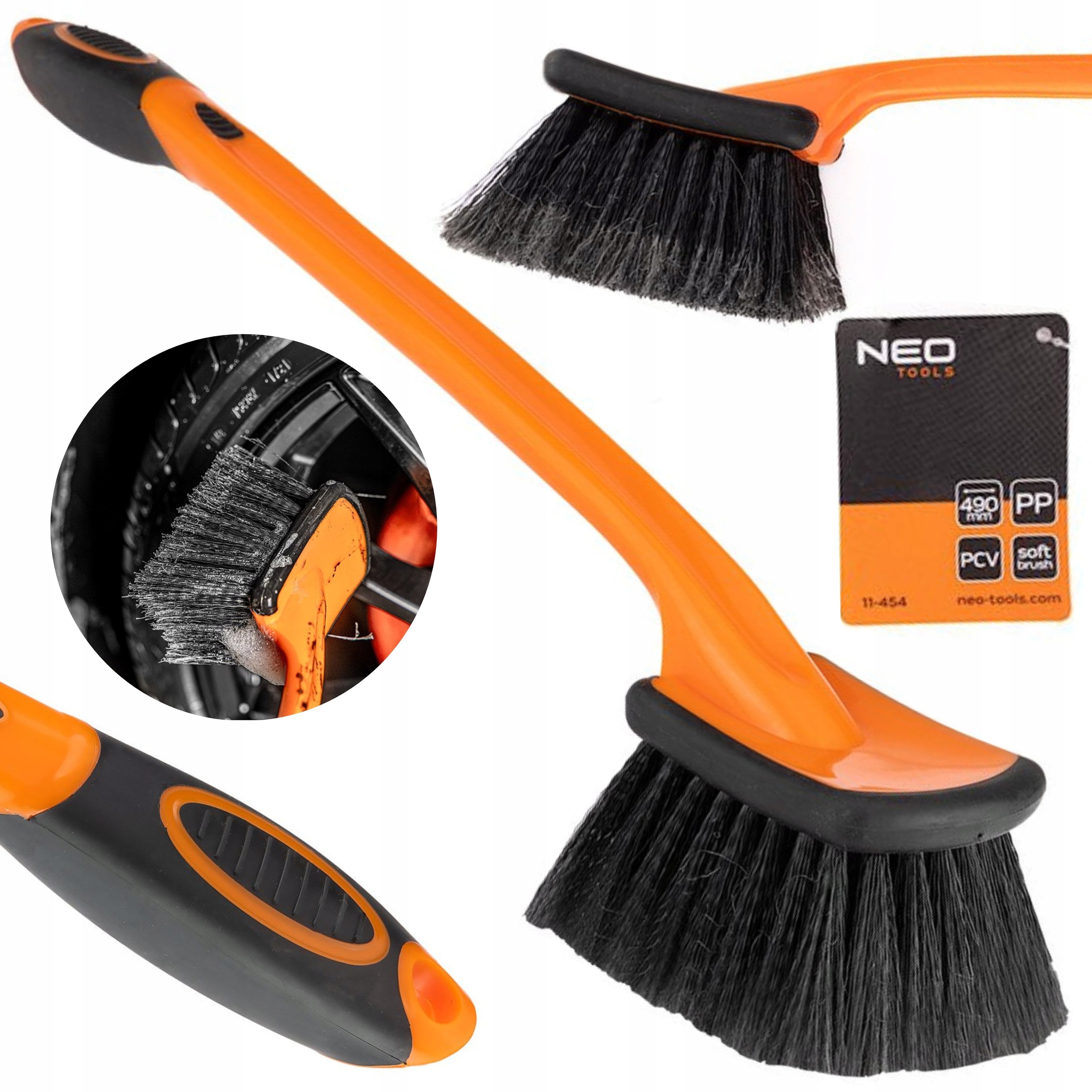 NEO SZCZOTKA DO MYCIA AUTA OPON FELG KÓŁ DŁUGA 49CM UNIWERSALNA 11-454