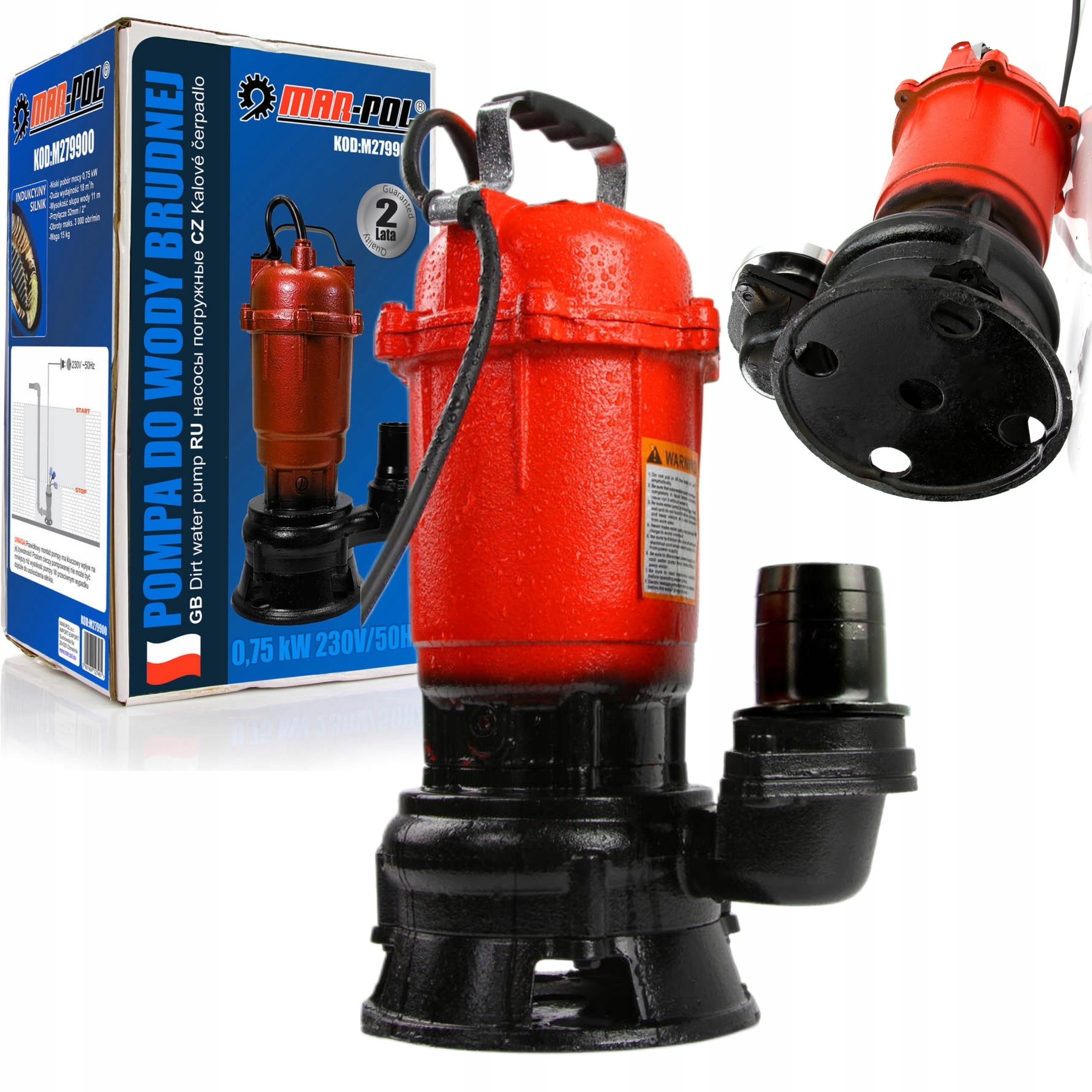 MAR-POL POMPA DO BRUDNEJ I CZYSTEJ WODY 750W 3000RPM M279900