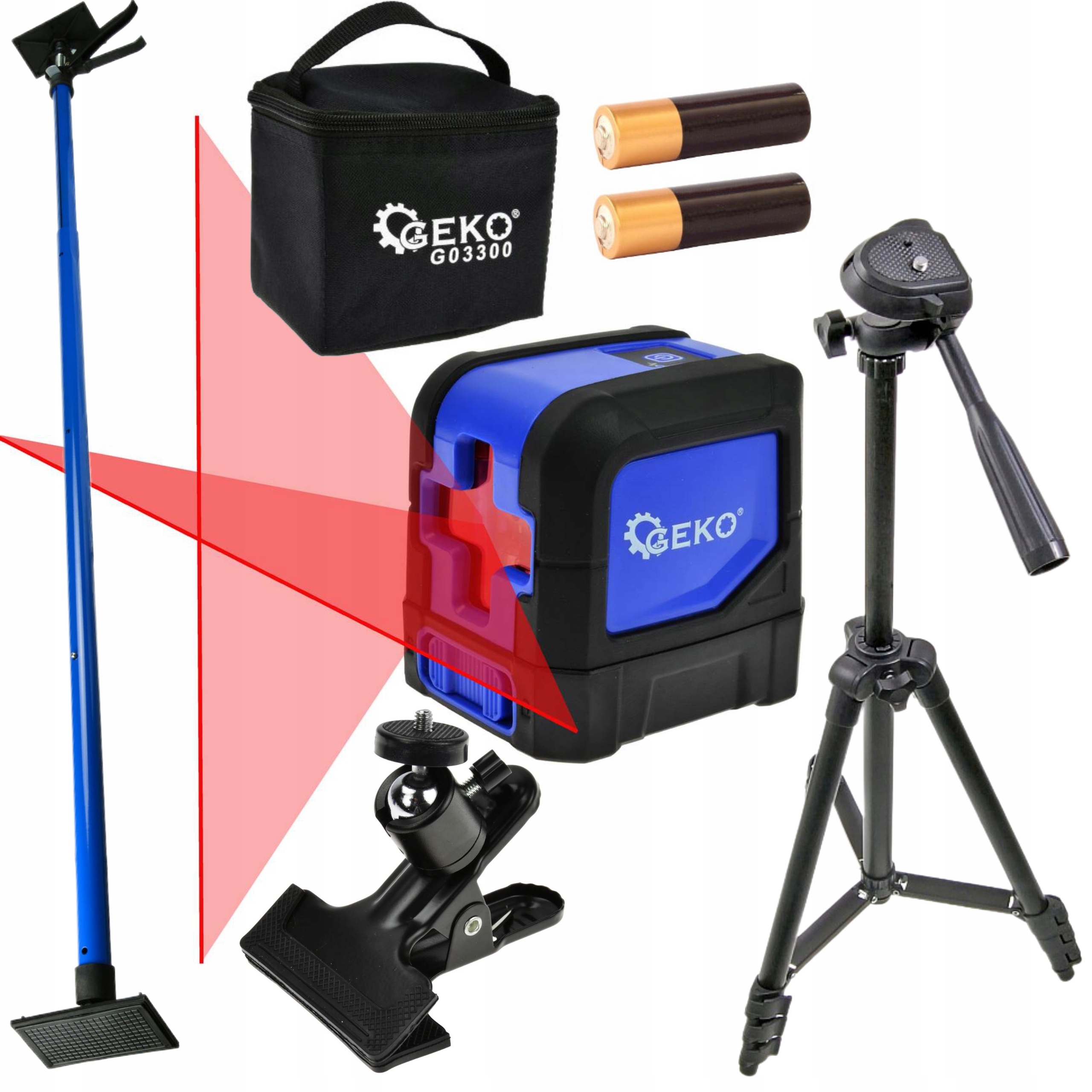 GEKO LASER KRZYŻOWY INTELLIGENT 1:1 + KLAMRA 1/4" + STATYW + PODPORA G03300