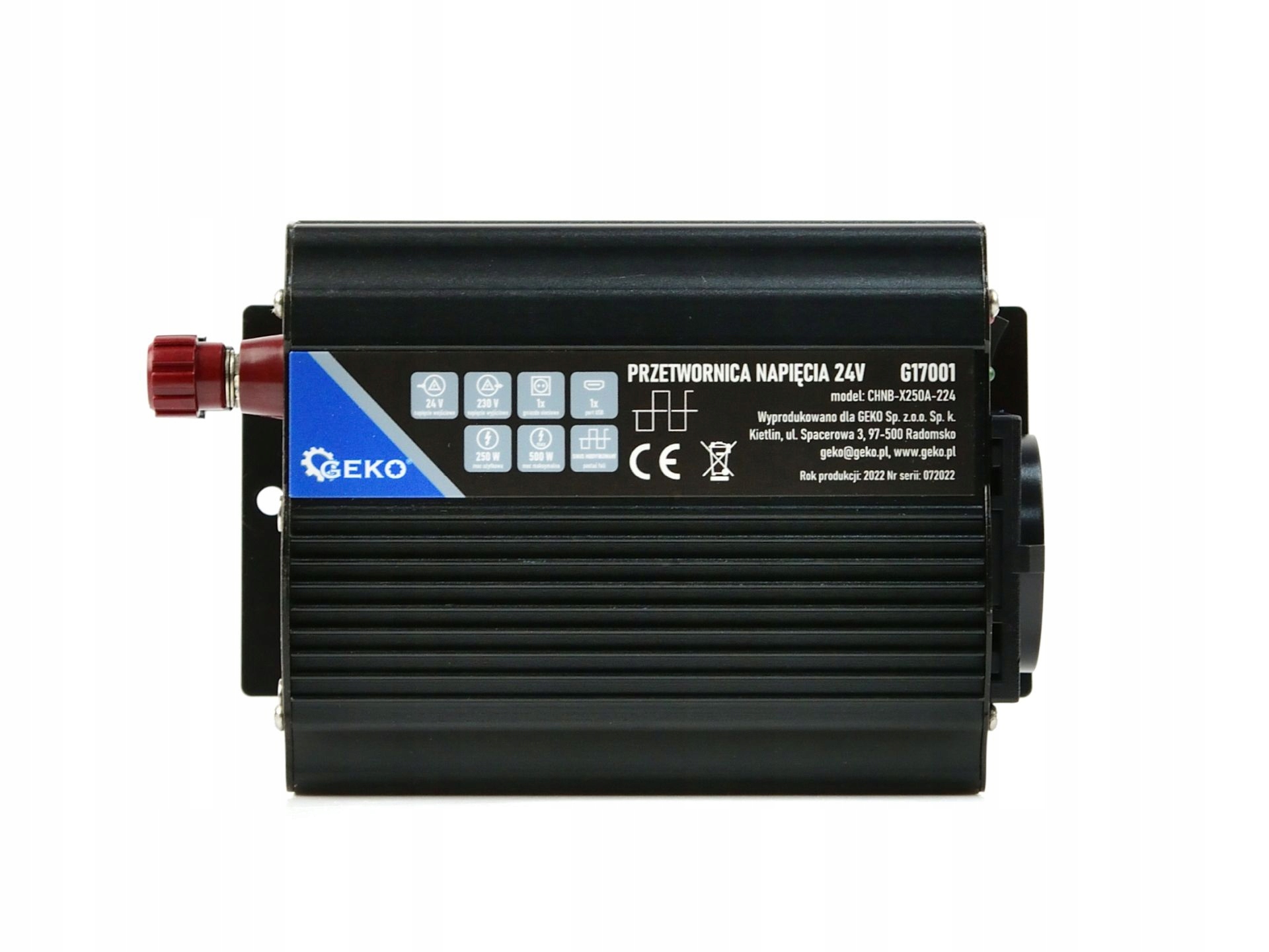 PRZETWORNICA SAMOCHODOWA 24V 230V 250W/500W USB