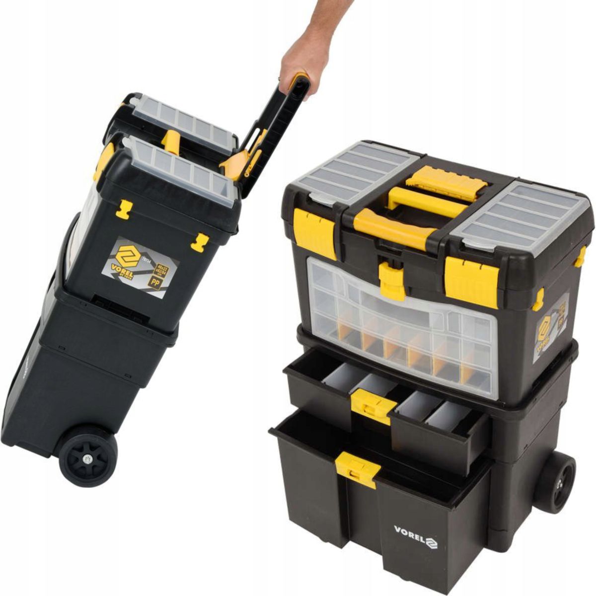 WARSZTATOWY WÓZEK NARZĘDZIOWY 3 SEGMENTOWY NA KÓŁKACH ORGANIZER VOREL 78734