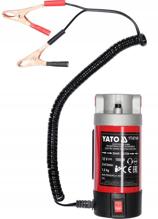 YATO POMPKA POMPA DO SPUSZCZANIA ROPY OLEJU SILNIKOWEGO ELEKTRYCZNA 12V