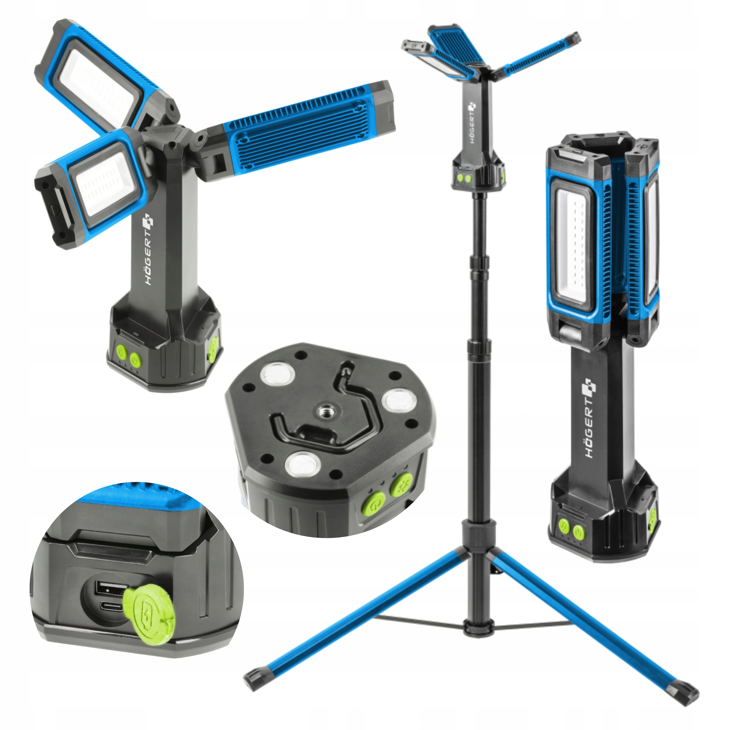HOGERT HT1E450 LAMPA REFLEKTOR NAŚWIETLACZ AKUMULATOROWY ZE STATYWEM 7000lm