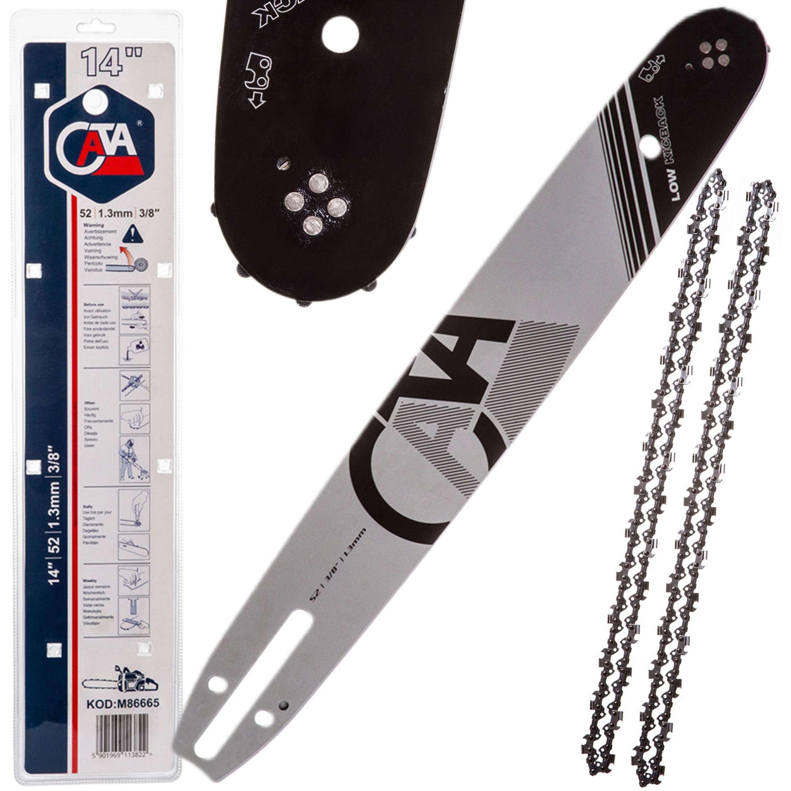 PROWADNICA Z 2 ŁAŃCUCHAMI 14" 52 1,3mm 3/8" CATA M86665